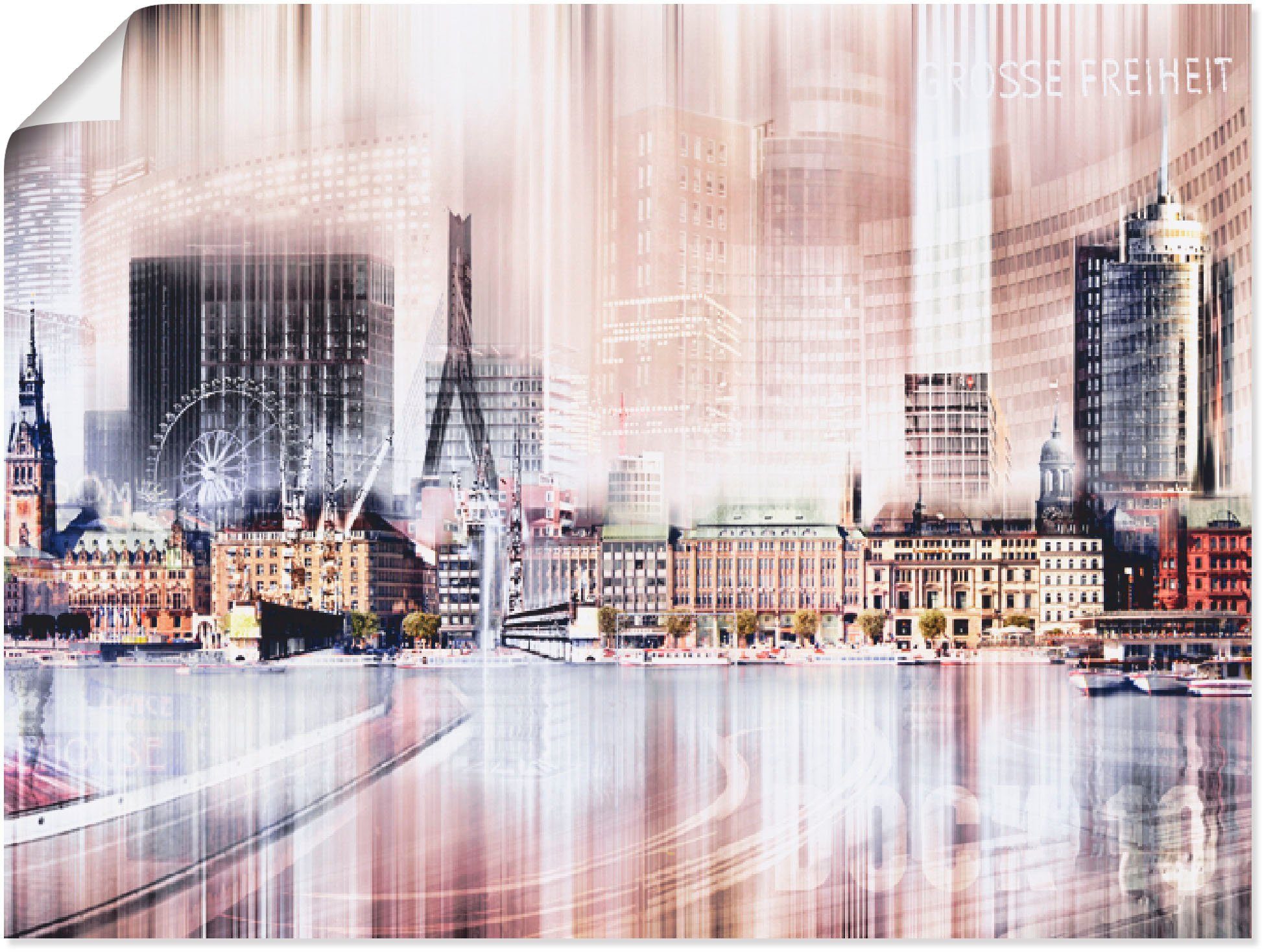 Artland Poster Hamburg Skyline Abstrakte Collage II, Deutschland (1 St), ohne Rahmen