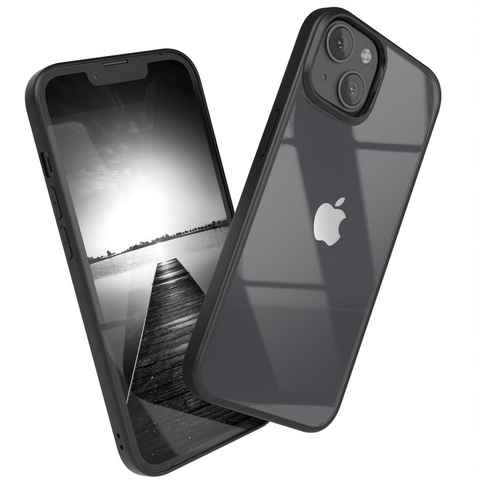 EAZY CASE Handyhülle Bumper Case für Apple iPhone 13 6,1 Zoll, Hülle Durchsichtig kratzfest Back Cover mit Displayschutz Schwarz