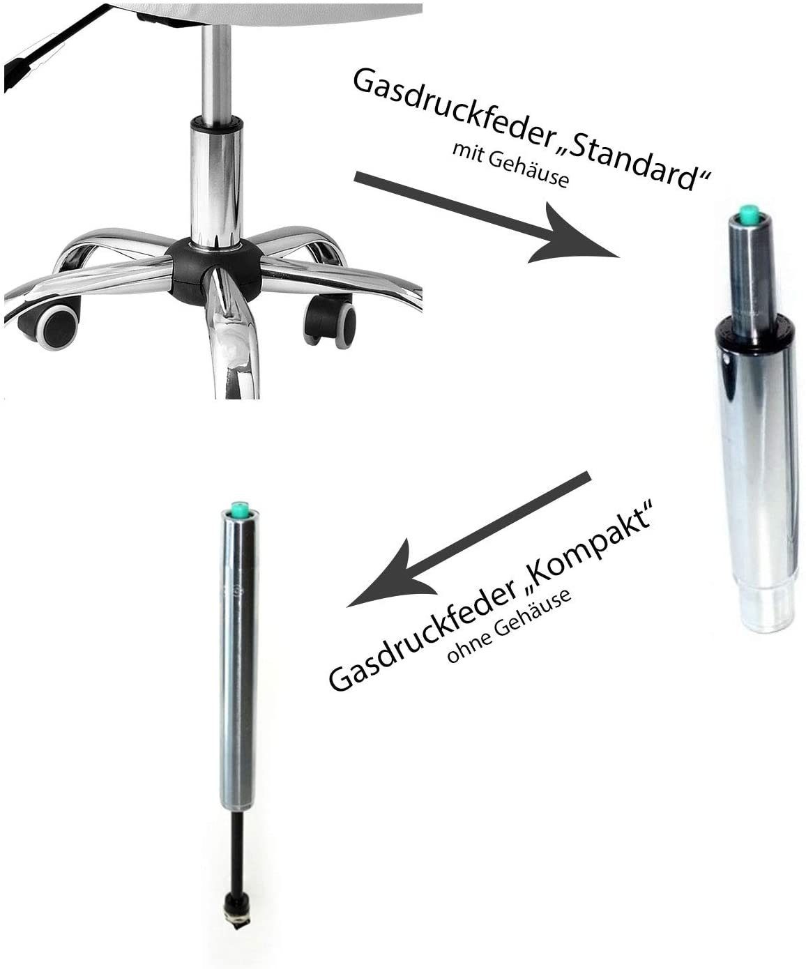 Drehstühle, Bürostuhl Gasfedern 210mm für 250 Stühle, Höhenverstellung Range mm Länge OfficeWorld