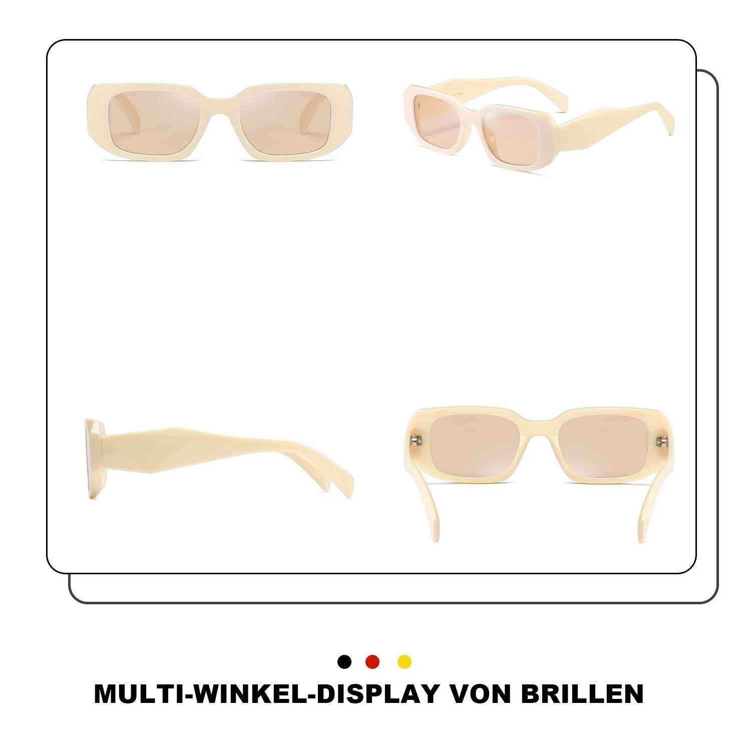 Sonnenbrille beständige und UV Sonnenbrillen MAGICSHE Sonnenbrille Champagnerbox Retro für Mode Herren Damen Rechteckige
