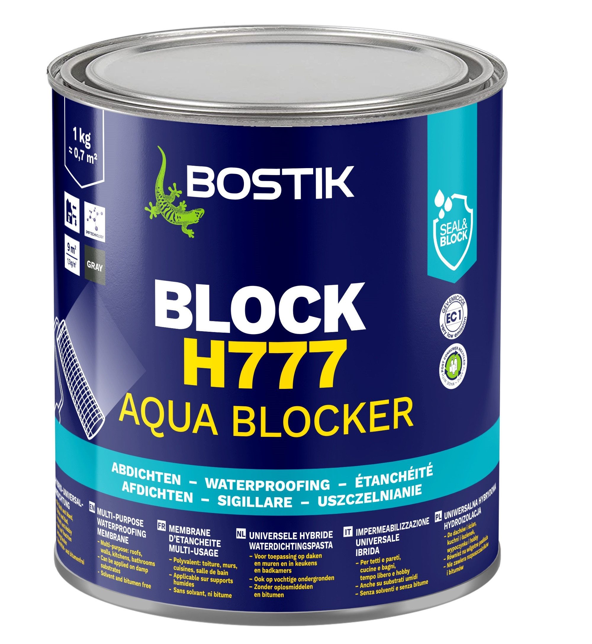 BOSTIK Dichtstoff Bostik Block H777 Universal Hybrid Abdichtung Aqua Blocker 1kg Dose, gebrauchsfertig, UV-beständig