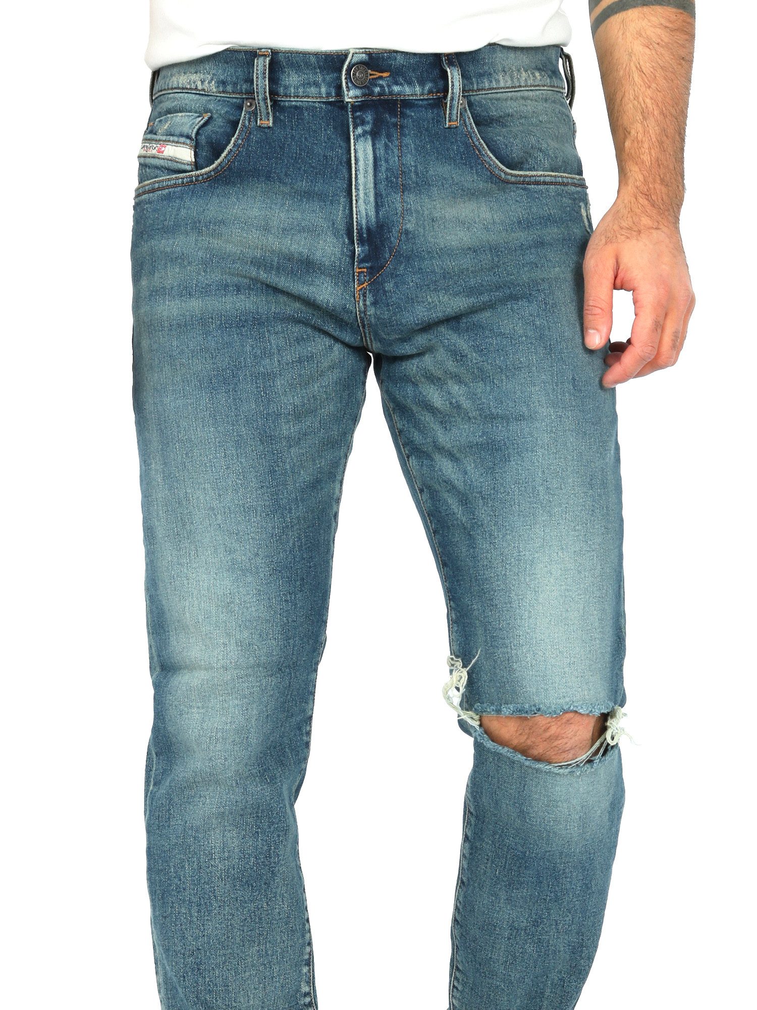 Diesel Slim-fit-Jeans Destroyed Look - 2019 D-Strukt 007M5 - Länge:32