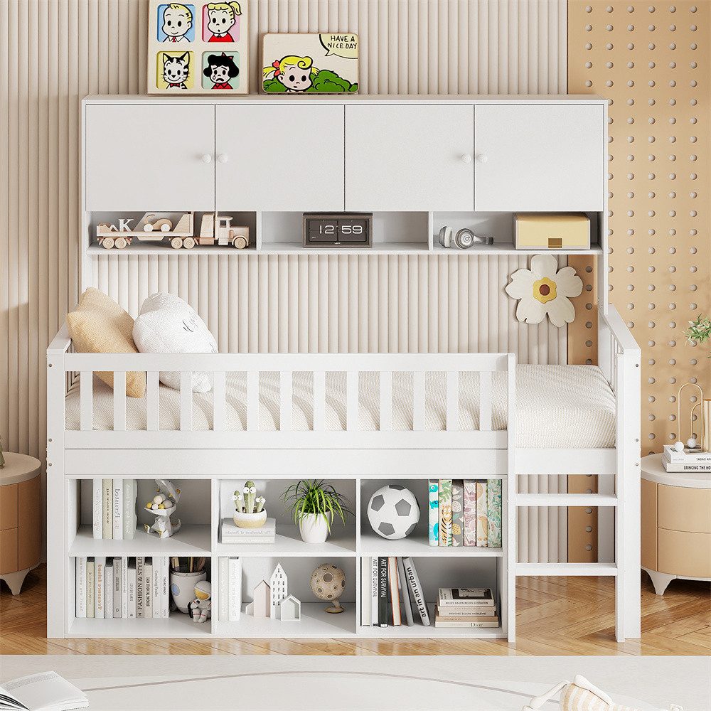 XDeer Kinderbett Kinderbett aus Holz 90*200 cm, mit Staufach, mit Schließfä günstig online kaufen
