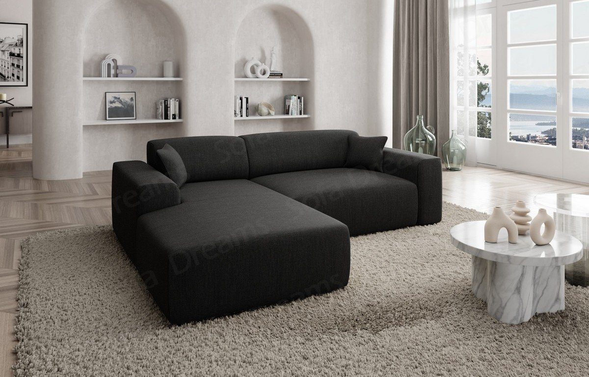 Sofa Dreams Ecksofa Designer Stoffsofa Mallorca L Form kurz Modern Stoff Sofa, Strukturstoff, Loungesofa schwarz99