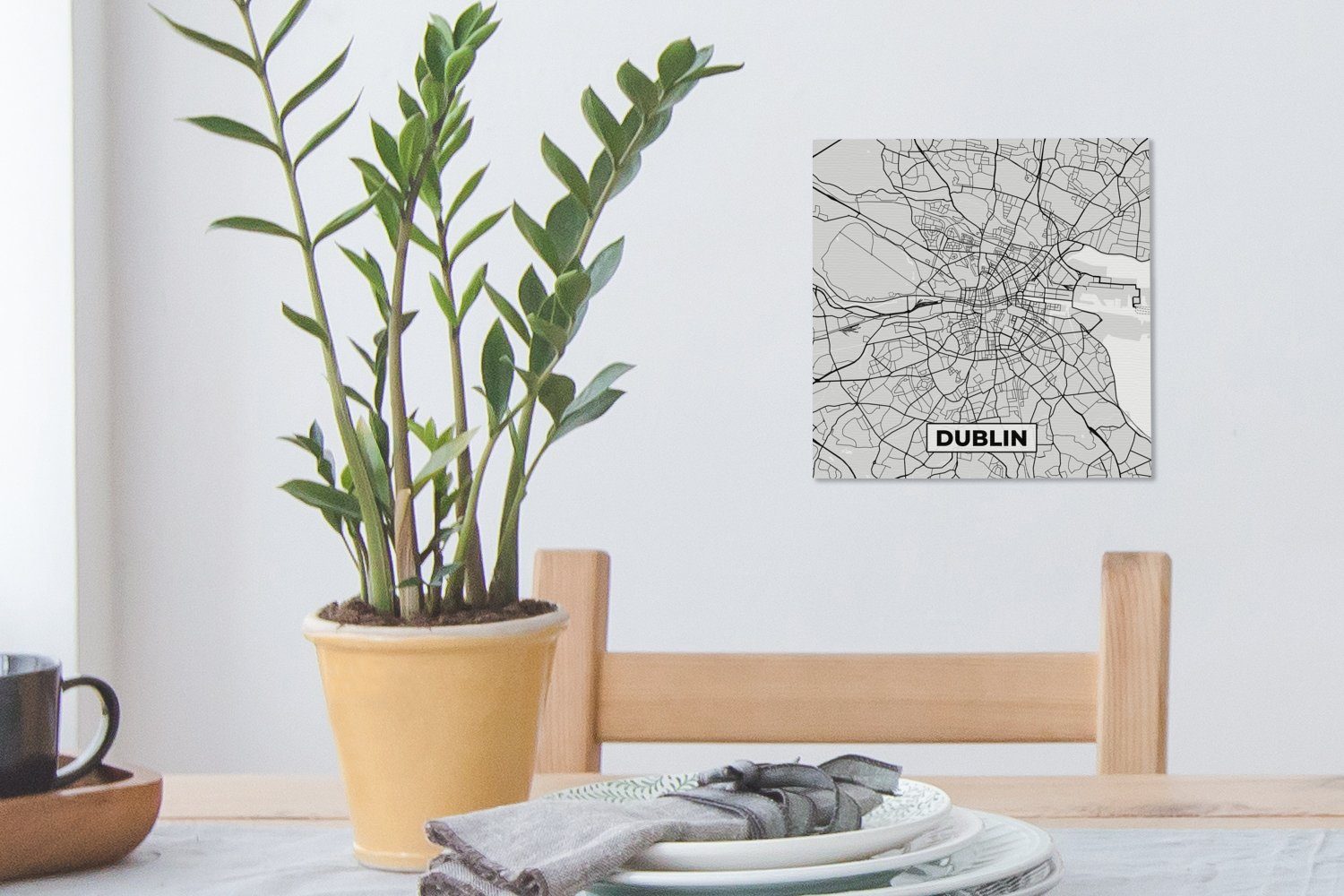 Leinwand - Dublin - Bilder Stadtplan Wohnzimmer (1 Weiß St), OneMillionCanvasses® für - Karte, Leinwandbild und Schlafzimmer Schwarz