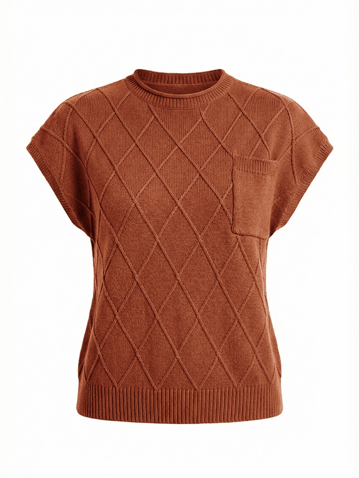 Kurzarmpullover Damen Pullover mit Stehkragen und kurzen Ärmeln