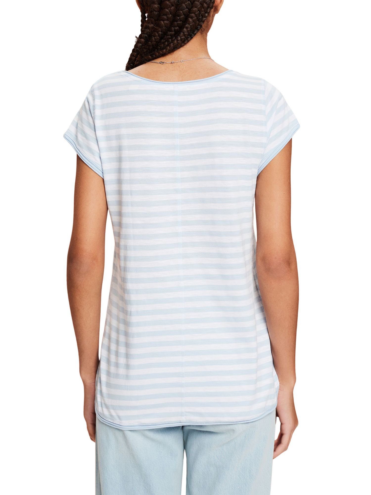 (1-tlg) Rollkanten BLUE Streifen-T-Shirt PASTEL NEW T-Shirt Esprit mit