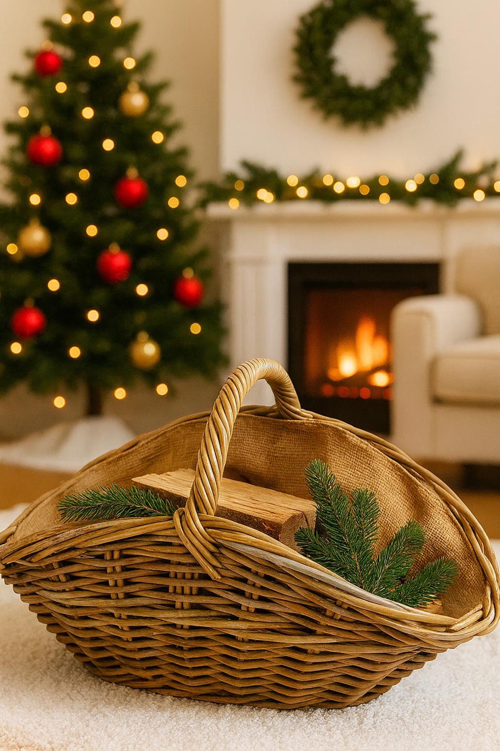 Kobolo Kaminholzkorb Holztrage oval kubu grey Rattan mit Henkel günstig online kaufen