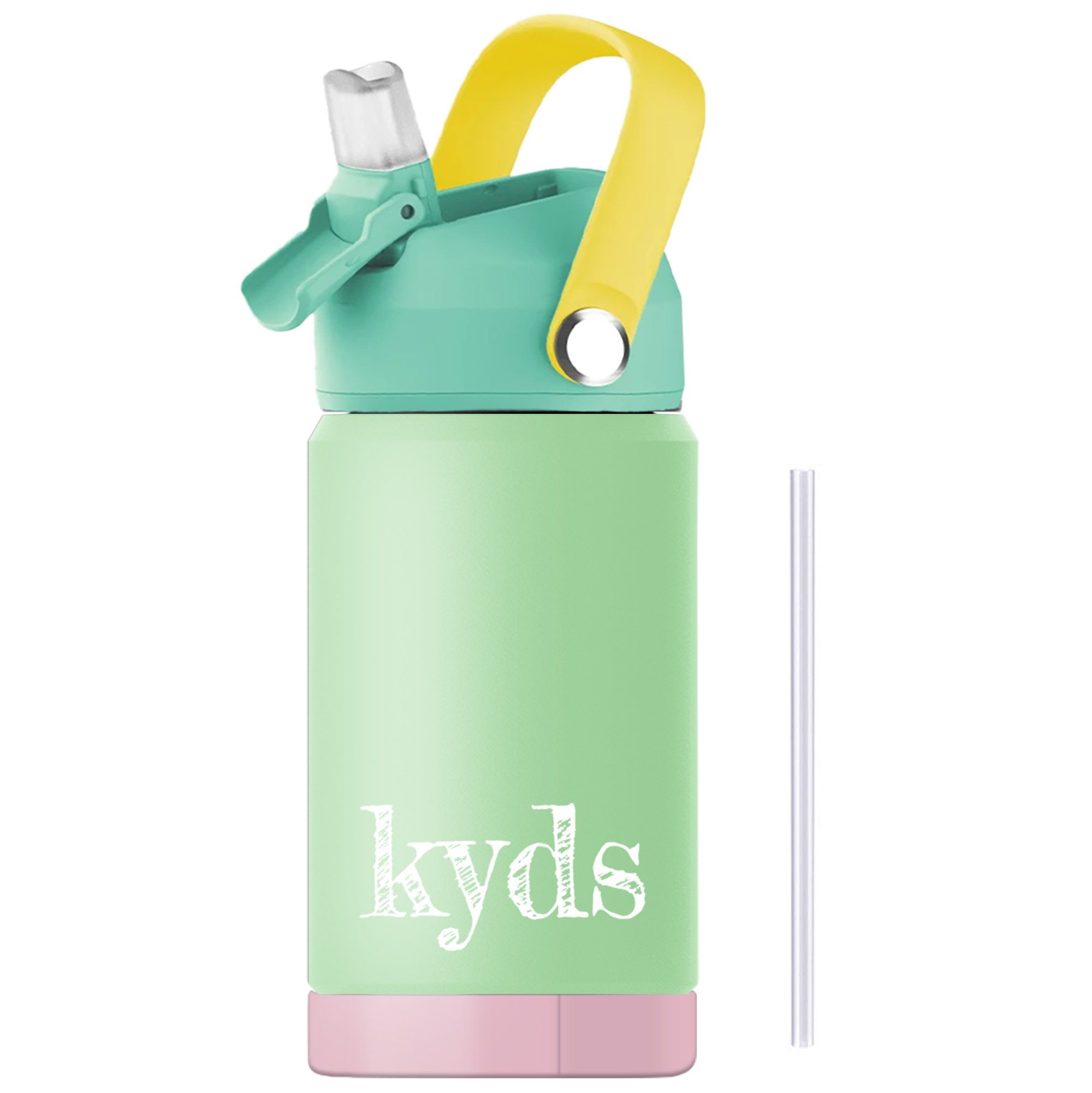 kyds Isolierflasche Trinkflasche, auslaufsicher, BPA-frei, Edelstahl, Inhalt 350ml oder Inhalt 500ml Light Green/Rosa