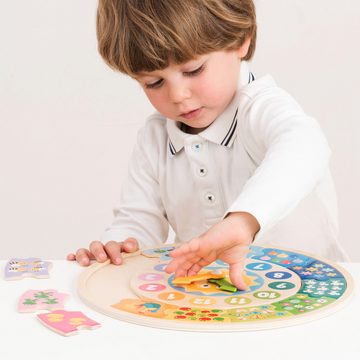 New Classic Toys® Lernspielzeug Lernspieluhr als Puzzle mit Sonne Lernspielzeug für Kinder aus Holz