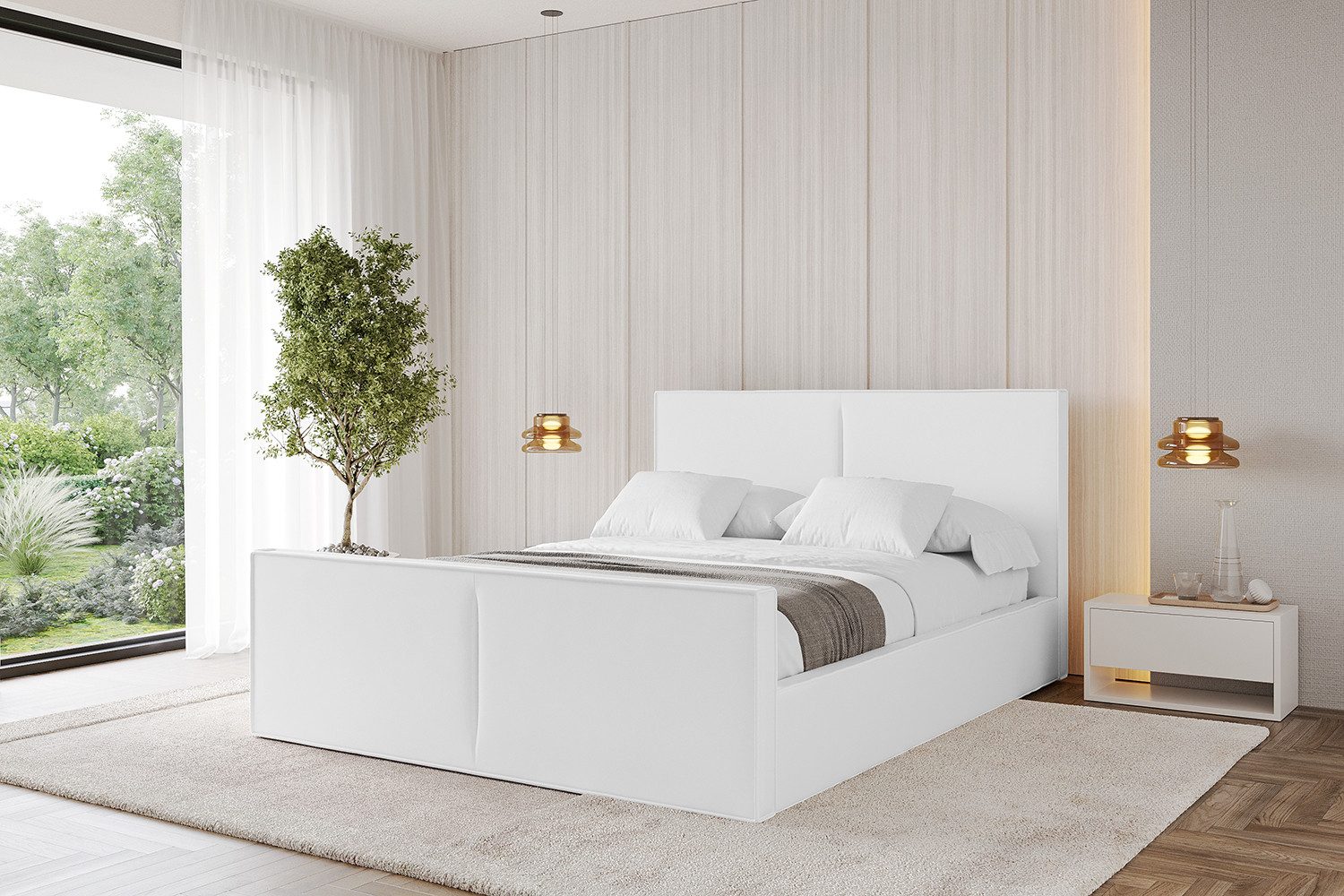 ALTDECOR Polsterbett EMMI-Z (Polsterbett mit Bettkasten und Lattenrost, Boxbett ohne Matratze), Doppelbett mit Stauraum, Bett mit Kopfteil