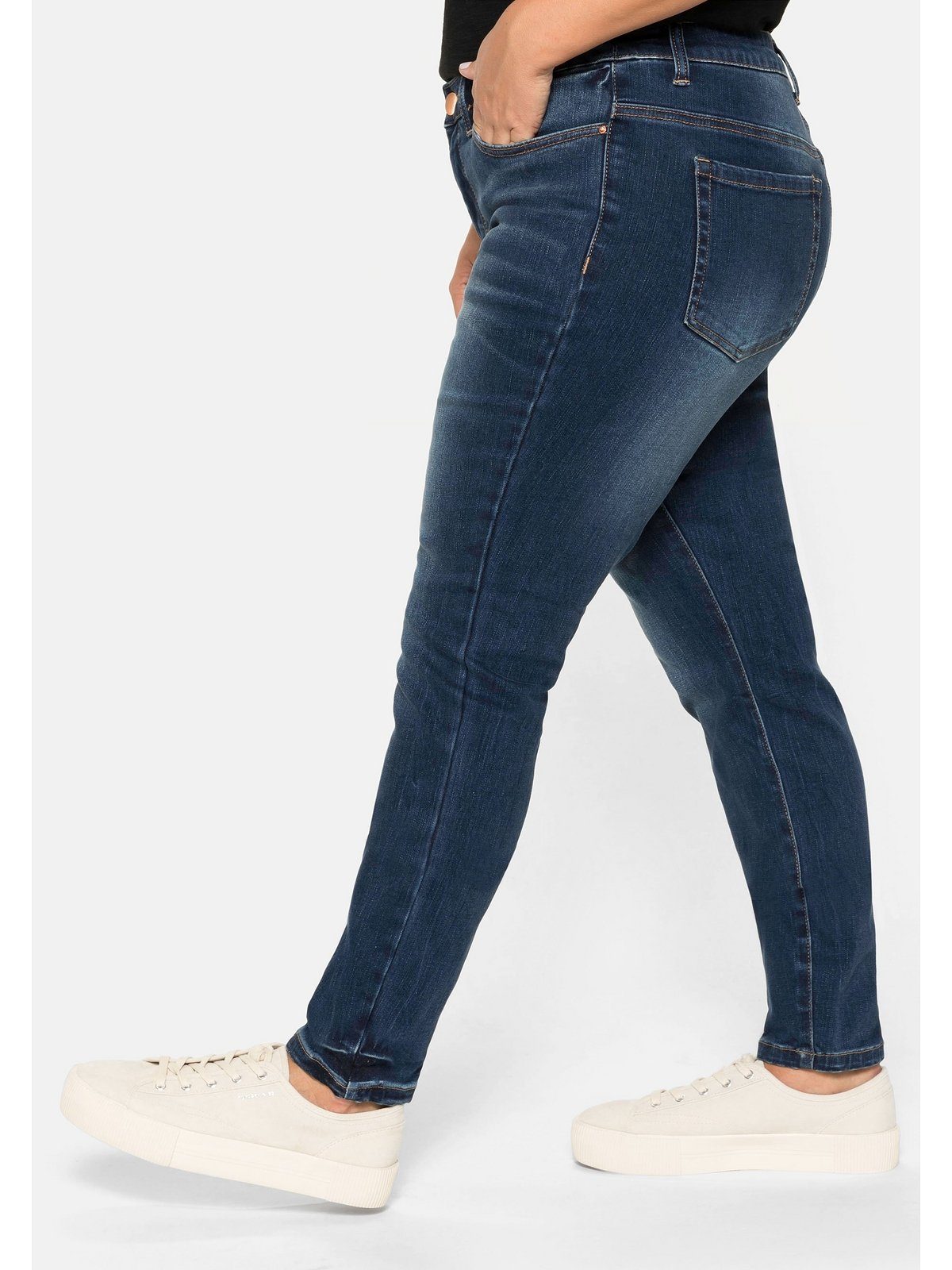 Skinny dark Stretch-Jeans mit Denim Große Größen blue Bodyforming-Effekt Sheego