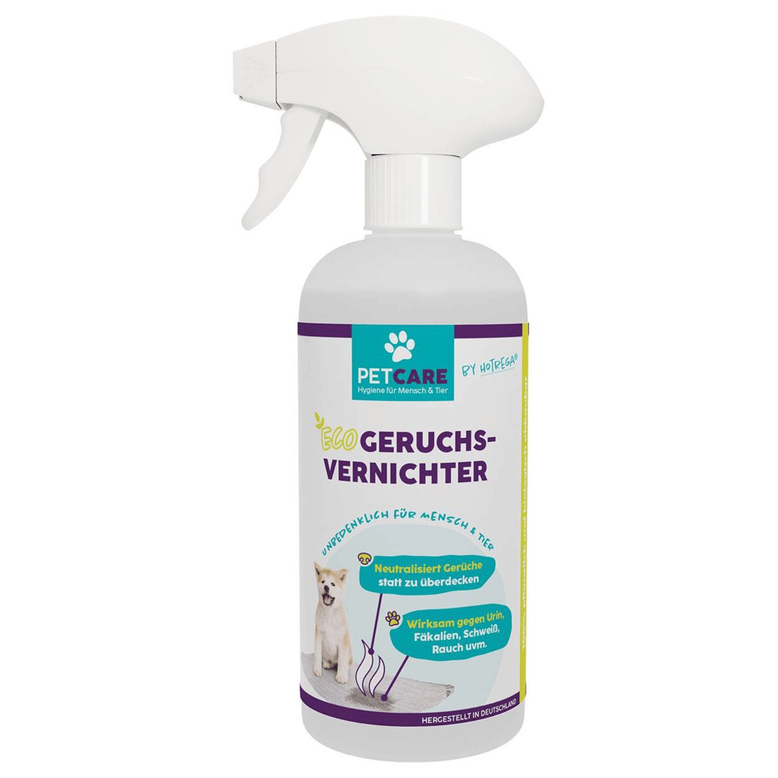 HOTREGA® Средства для удаления запах Petcare - ECO Geruchsvernichter 500ml (Für Wohnung, Couch, Auto uvm), Dauerhafter Geruchsneutralisierer, Duftstofffrei, Uringeruchentferner