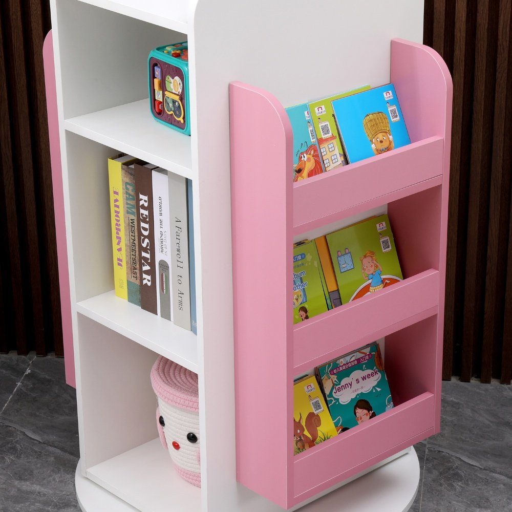 Aufbewahrungsregal Kinderzimmer, Pink x 105,3 cm, JUNA DELUXE Kinderregal 60 x in Kinder-Spielzimmer, HOME Drehbar, Spielzeugregal 60 360°