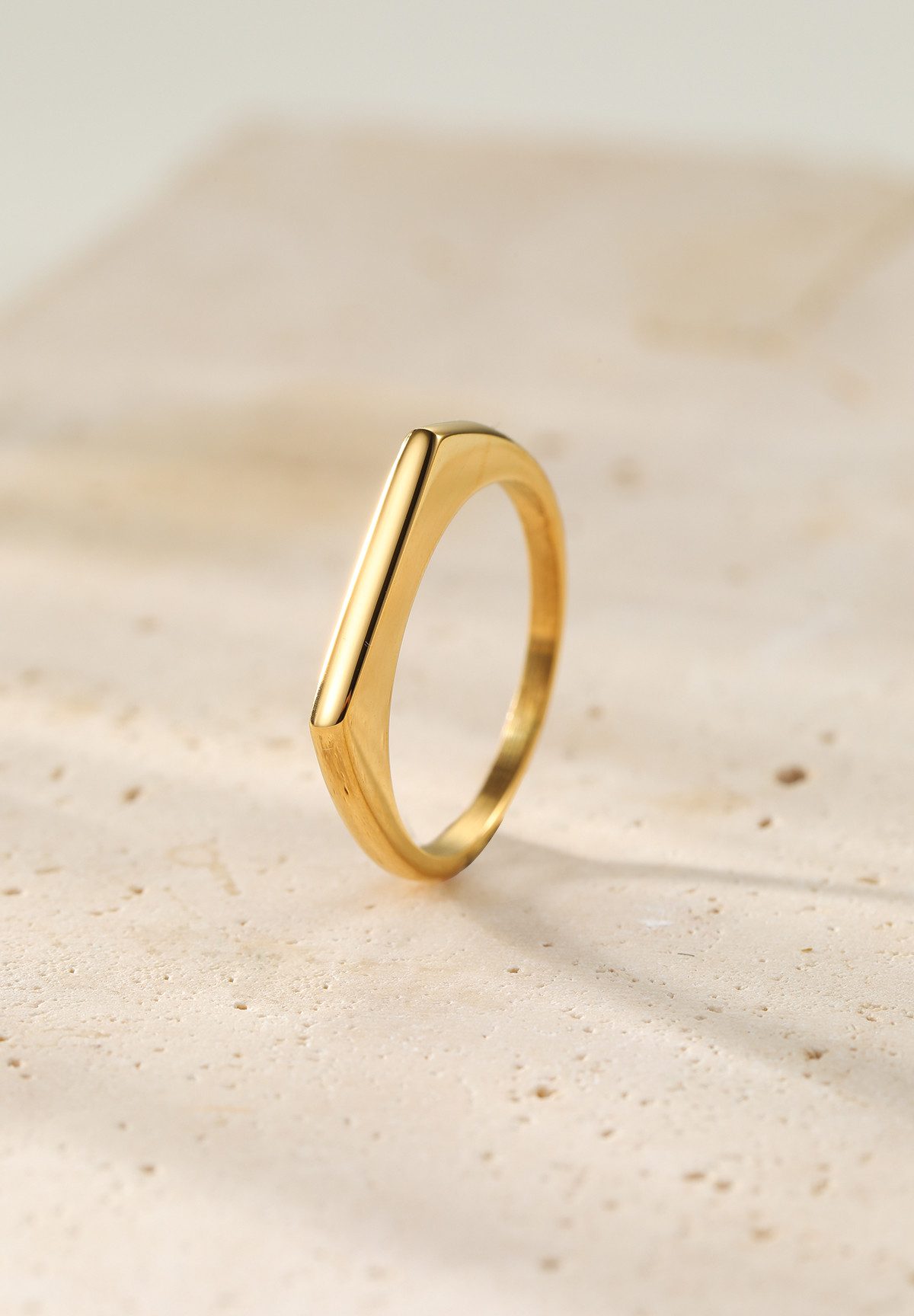 Hey Happiness Fingerring Schlanker Siegelring, Trendy Vergoldeter Ring Rechteck, wasserfest