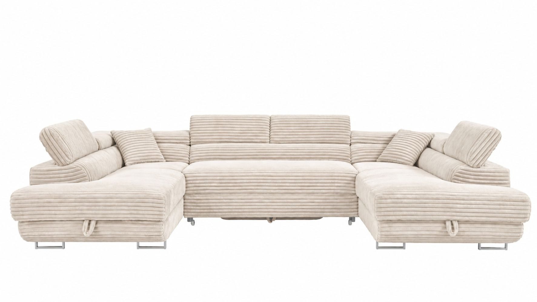 Labett Wohnlandschaft mit Schlaffunktion & Bettkasten GUSTAVO U-Form Sofa aus Cord – Bild 2 von 5