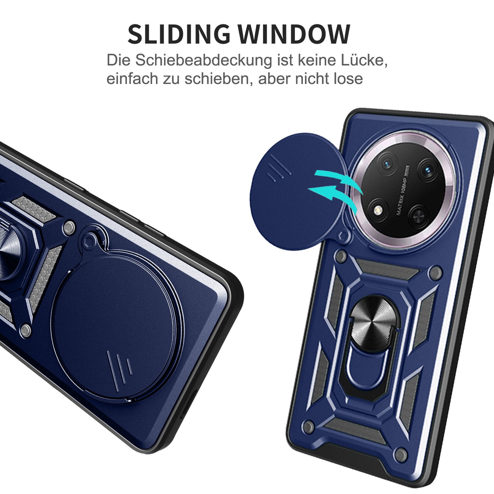 betterfon Handyhülle Panzer Hülle für Honor Magic 7 Lite Outdoor Case mit Kameraschutz, Outdoorhülle mit Ringhalter Smartstand und Silikonkern