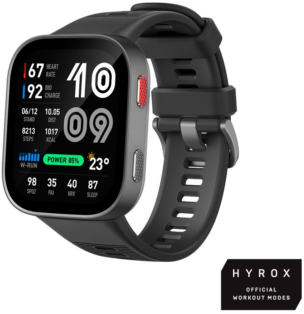 Amazfit Bip Max Smartwatch (5.25 cm/2.07 Zoll, Amazfit OS), Hyrox Race Mode grau