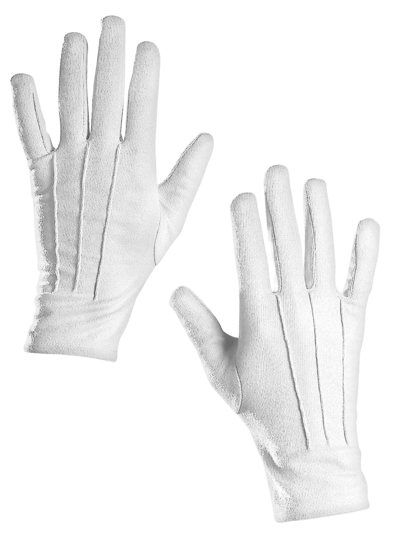 Widdmann Kostüm Stoffhandschuhe XL weiß, Einfarbige, dehnbare Handschuhe für Damen und Herren