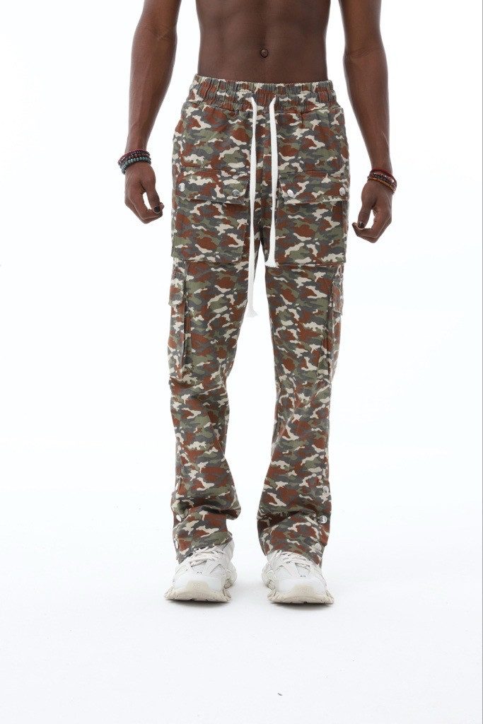 COFI Casuals Jogginghose Camouflage Hose mit seitlichen Taschen und Knöpfen Unisex