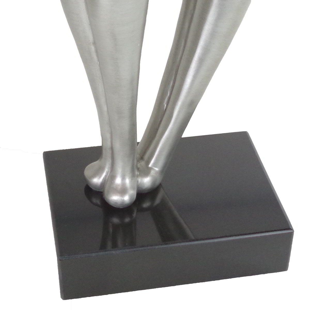 Casablanca Dekofigur Kunstobjekt Dekostatue Royal Cat 56cm Platin mit Marmorsockel, Designobjekt