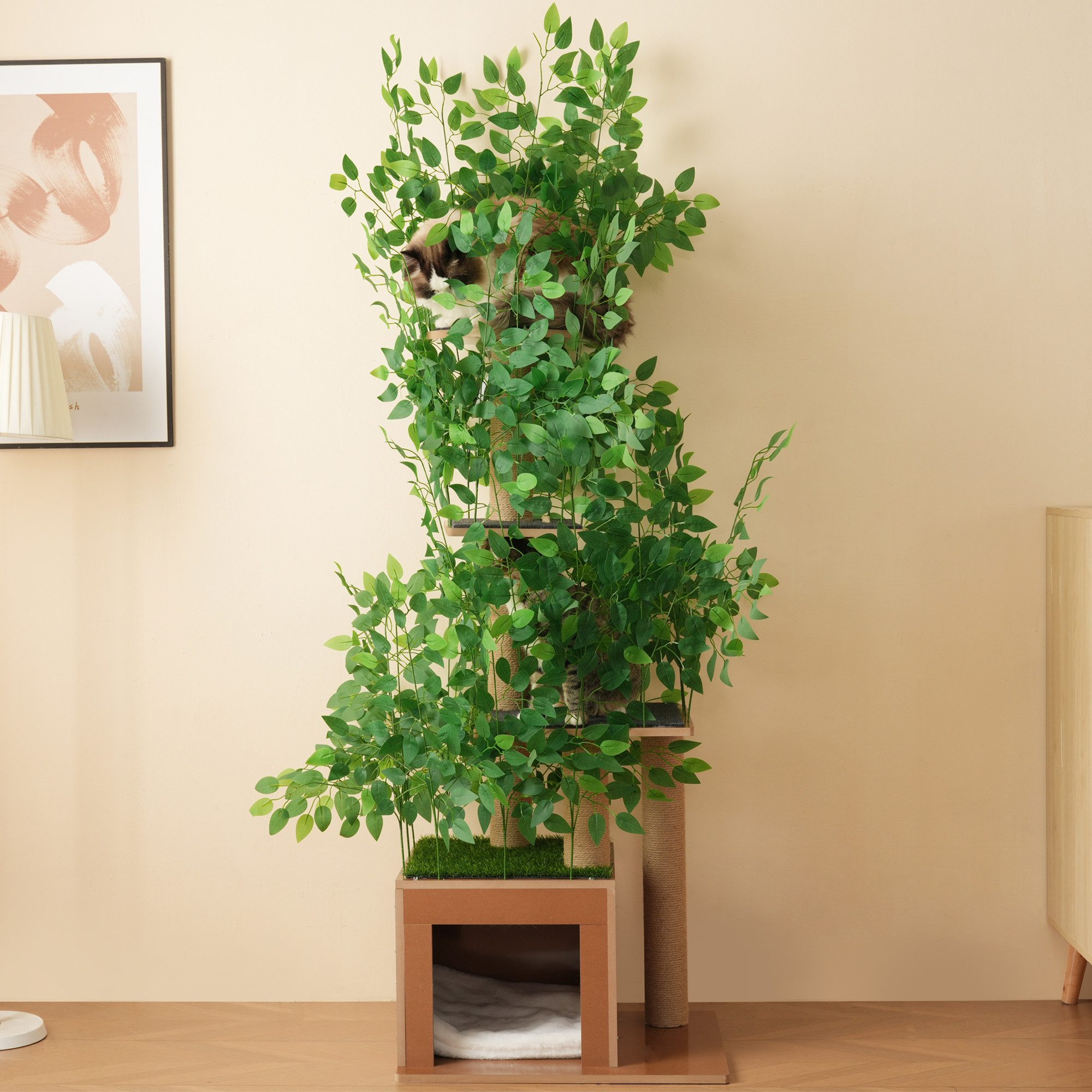 STILVORA Kratzbaum 190 Kratzbaum mit 4 Plattformen Katzenkratzmöbel Kratztonne mit Sisal, mit Plattformen