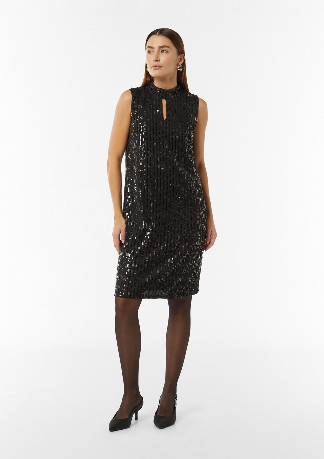 comma Paillettenkleid Paillettenkleid (1-tlg) ärmellos, Pailletten, Cut-Out