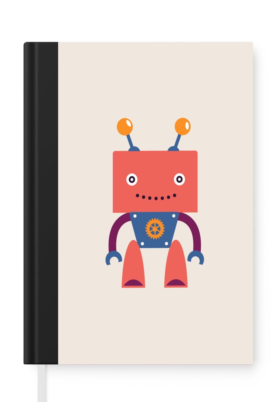 MuchoWow Notizbuch Roboter - Getriebe - Gesicht - Antenne - Kinder - Jugendliche, Journal, Merkzettel, Tagebuch, Notizheft, A5, 98 Seiten, Haushaltsbuch