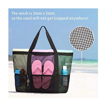 Fivejoy Strandtasche Große Strandtasche mit Schultergurt und viel Stauraum (Reisetasche in Übergröße mit 8 Fächern, Mesh Duffel Bag Pool Toys Bag Beach Essentials)