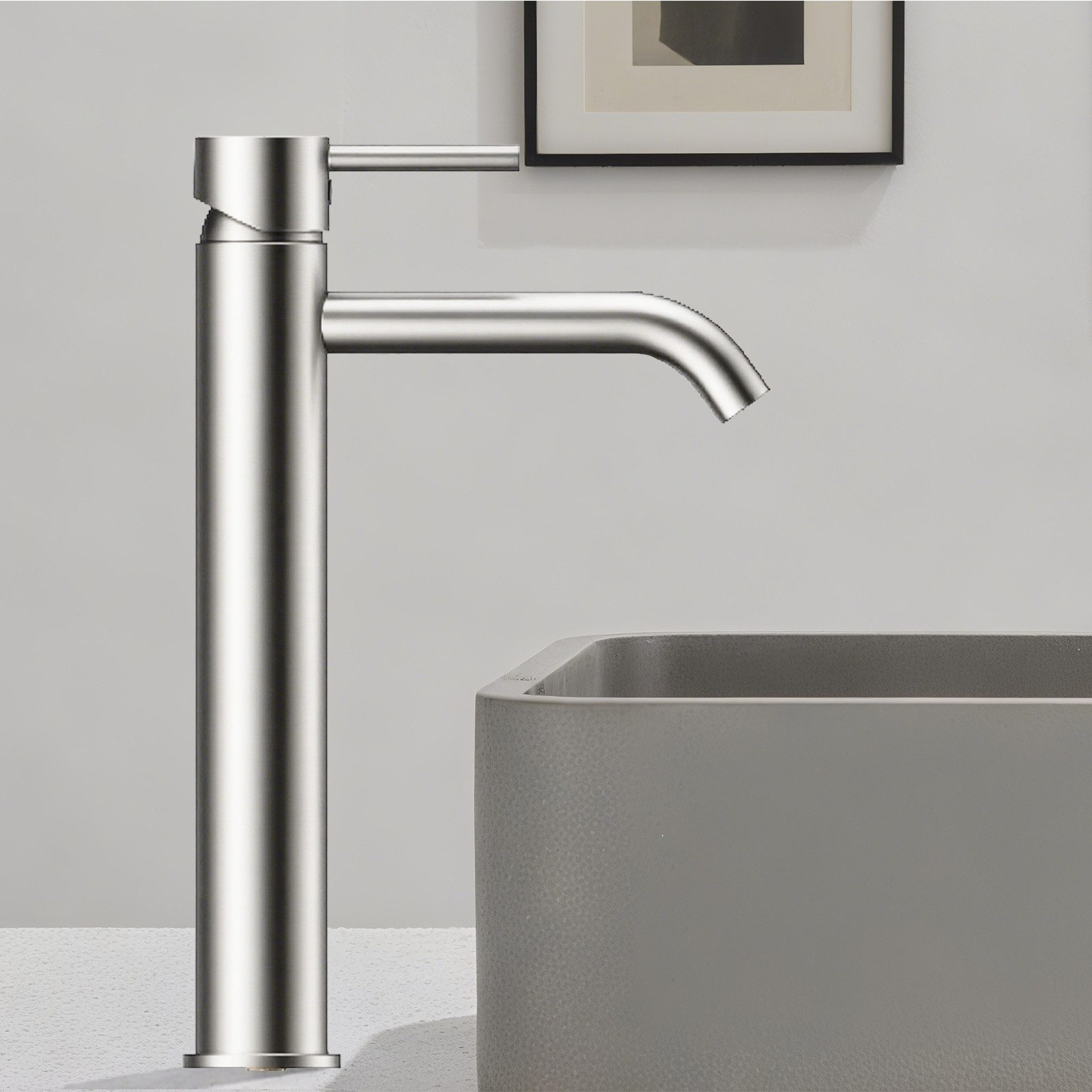 AICA Waschtischarmatur Wasserhahn Bad, Hoch Waschtischarmatur in Spotresist günstig online kaufen