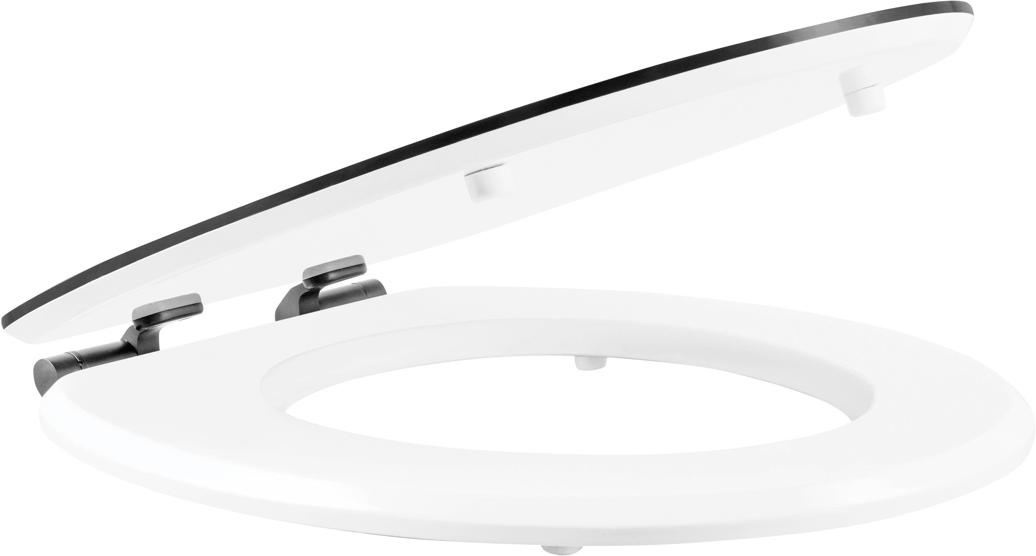 CORNAT WC-Sitz WHITE MATT STEEL, mit Absenkautomatik & Schnellbefestigung