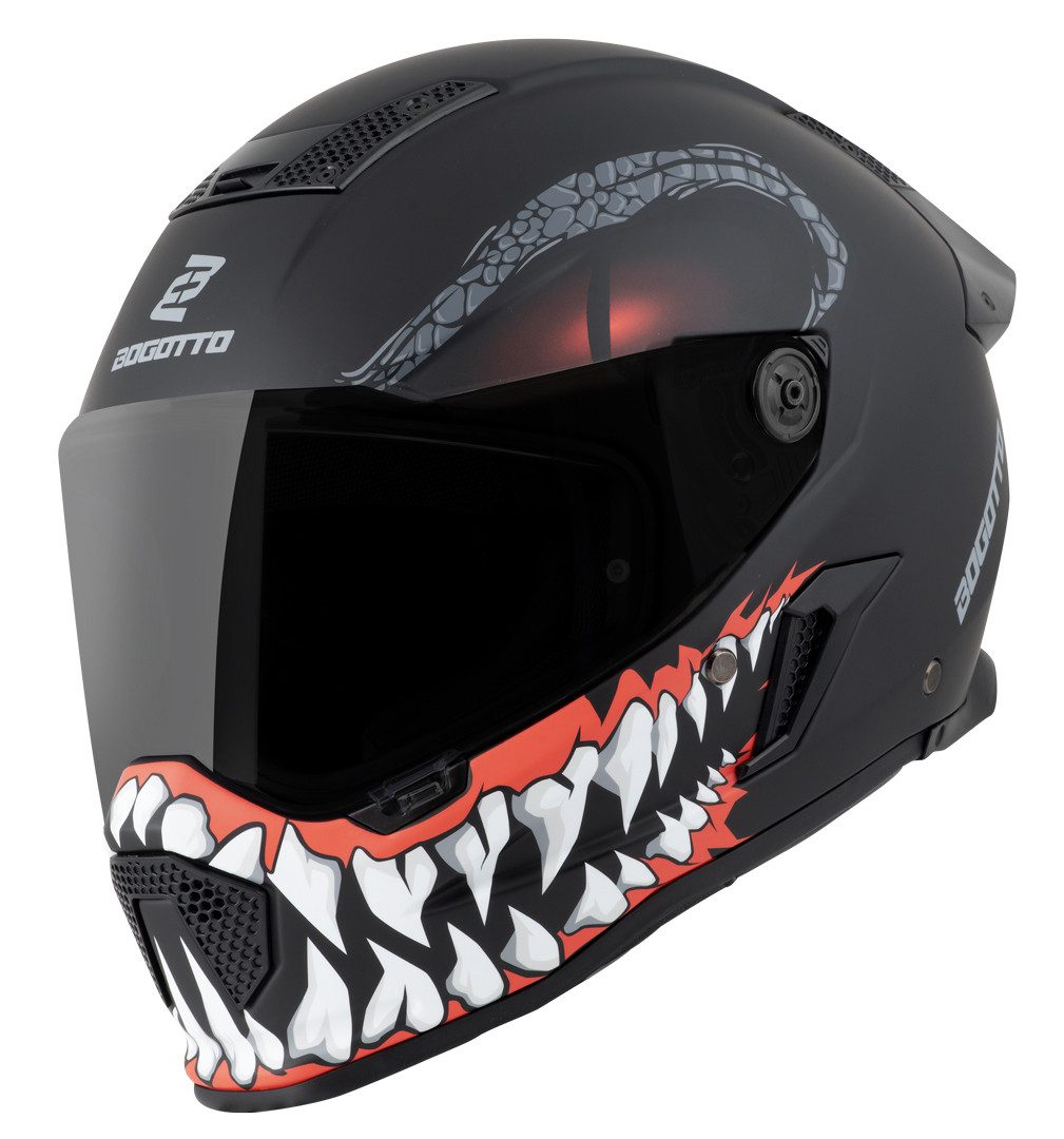 Bogotto Motorradhelm Rapto Reptile Helm, vorbereitet für Kommunikationssystem