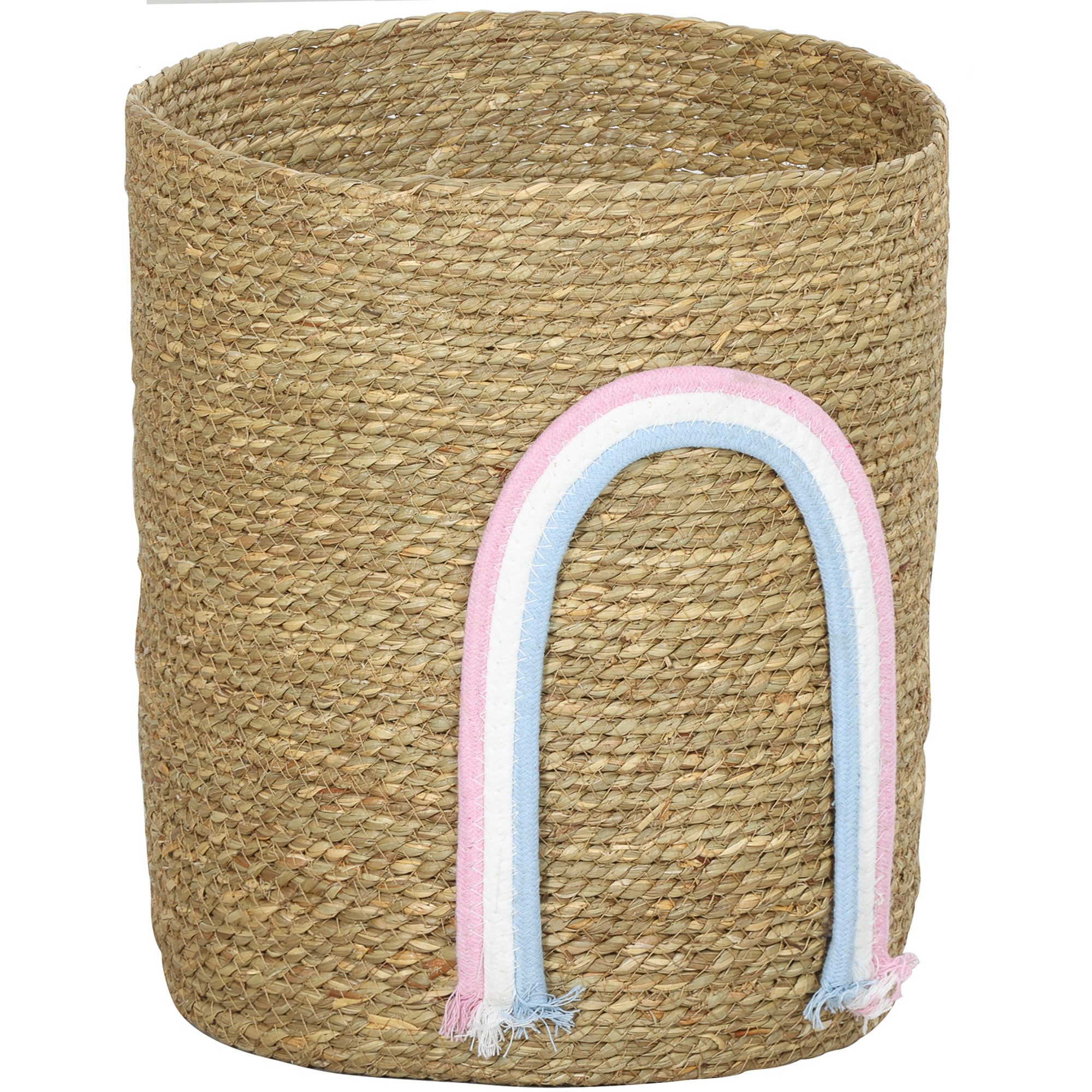 HOMCOM Aufbewahrungskorb Korb (Wäschekorb, 1 St., für Organisieren von Spielzeug und Kleidung), Boho-Stil, Regenbogen-Dekor, handgefertigt