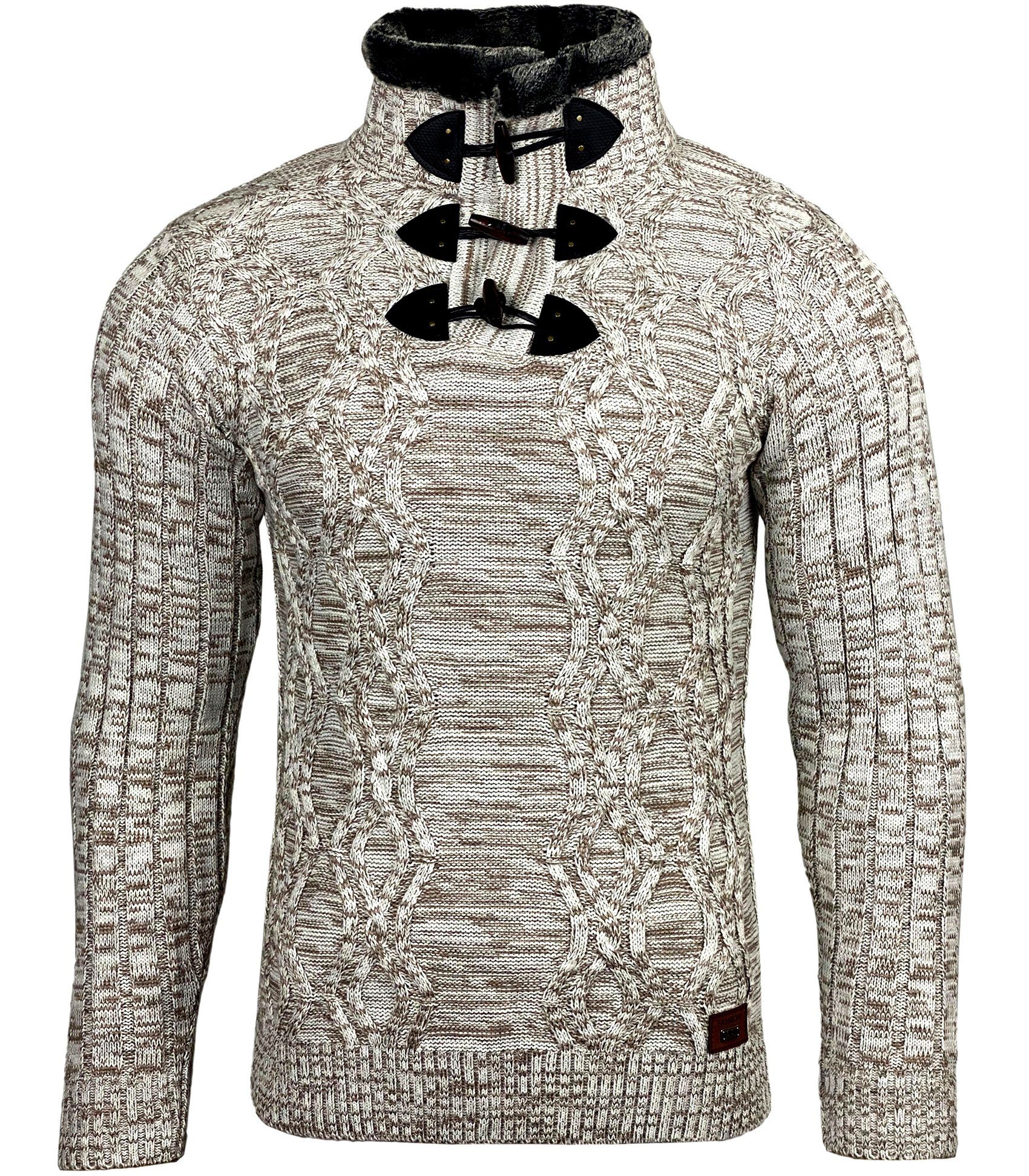 Strickpullover Baxboy Herren Pullover Hoher Kragen Stehkragen Strickpullover B-291