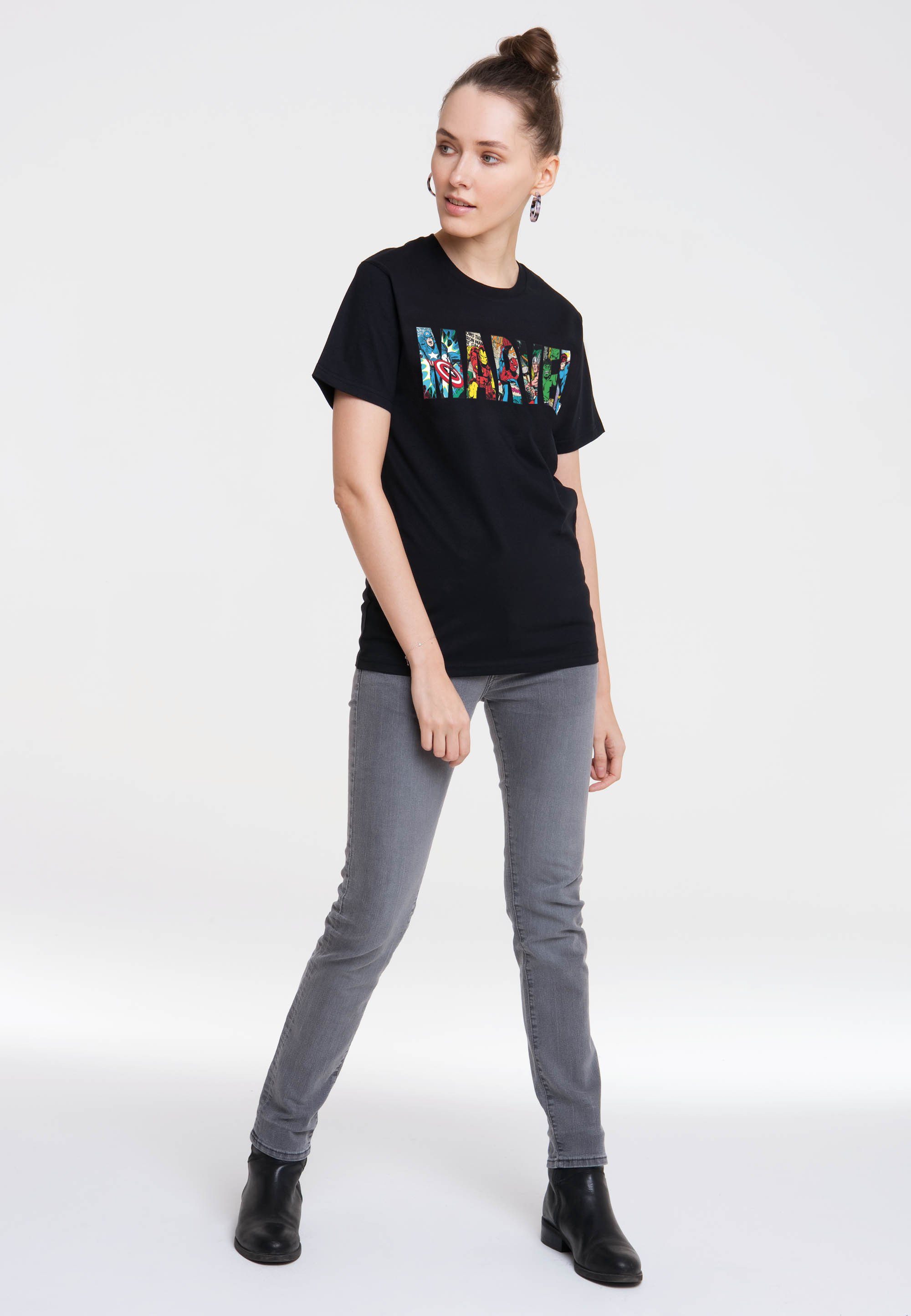 LOGOSHIRT T-Shirt Marvel Comic Colour Logo mit coolem Print