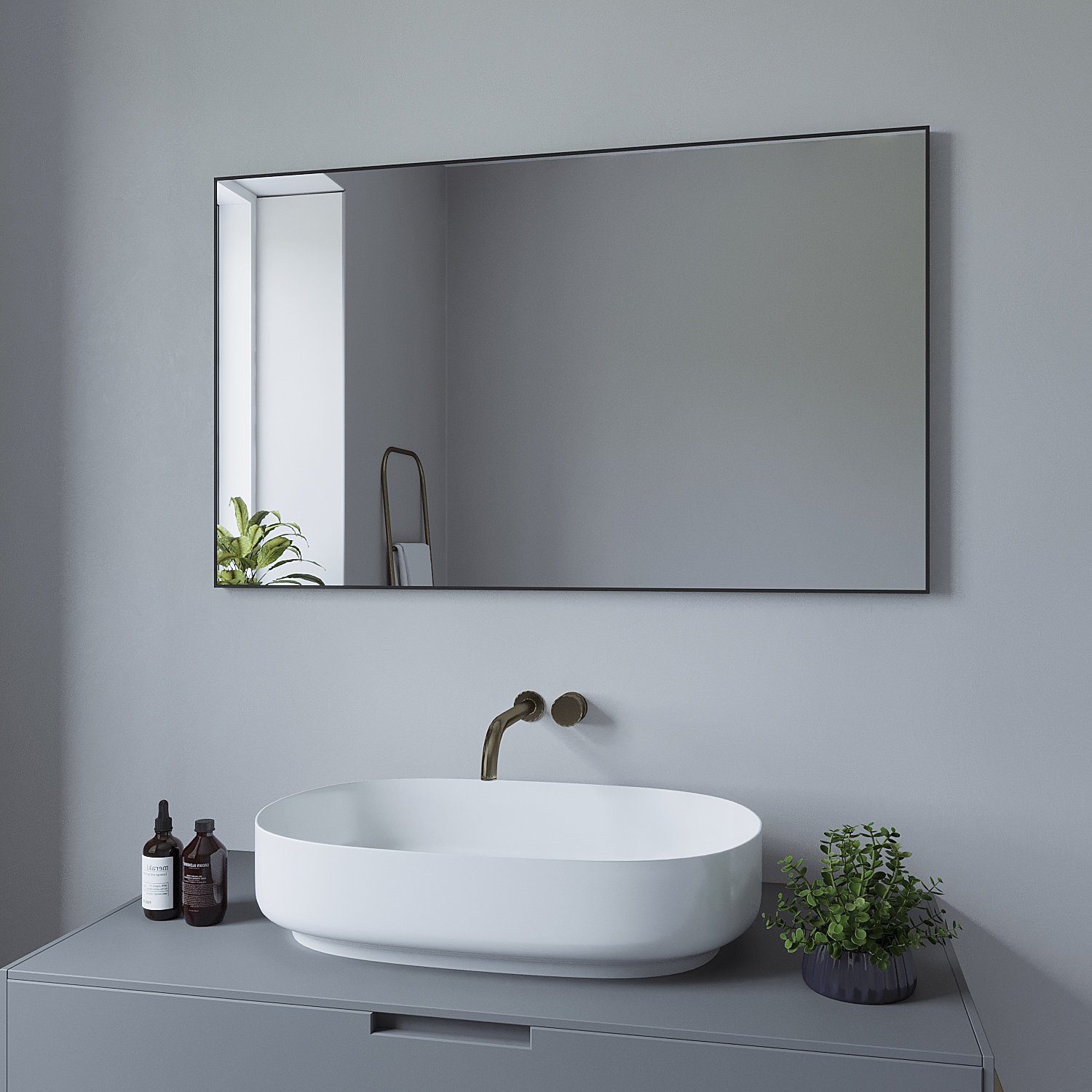 AQUABATOS Badspiegel Wandspiegel Dekospiegel Spiegel schwarz günstig online kaufen