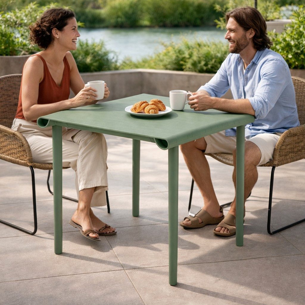Xlmoebel Gartentisch Stilvoller Grüner Quadratischer Kunststofftisch für den Garten (Gartentisch, 1-St., Gartentisch), Made in Europa
