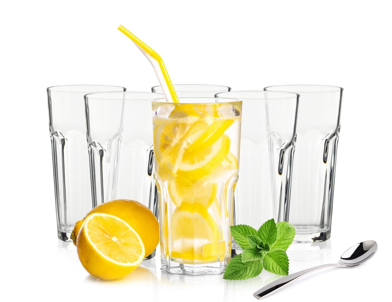 Sendez Longdrinkglas 6 Longdrinkgläser 425ml Caipirinha Gläser Kaffeegläser Cocktailgläser, Ohne Löffeln