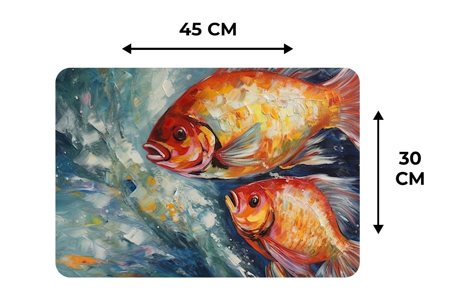 - Kunst Tiere Fisch Tischmatten, Schmutzabweisend - Platzdecken, - MuchoWow, Platzmatte, Platzset, (6-St), Platzset, Wasser - Ölgemälde,