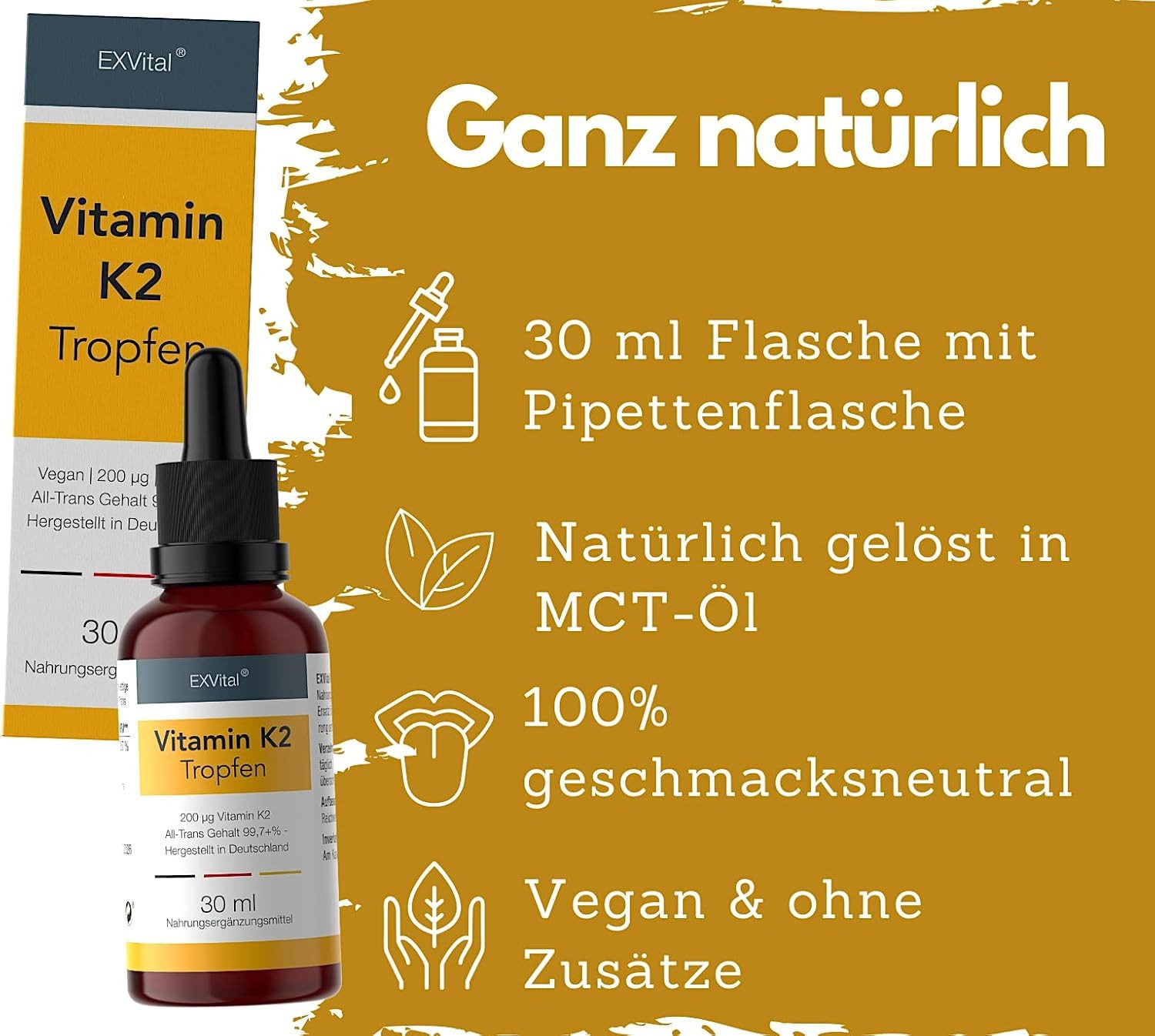Vitamin K2 MK-7, All-Trans Tropfen, Premium K Vitamin Tropfen, 30 ml
