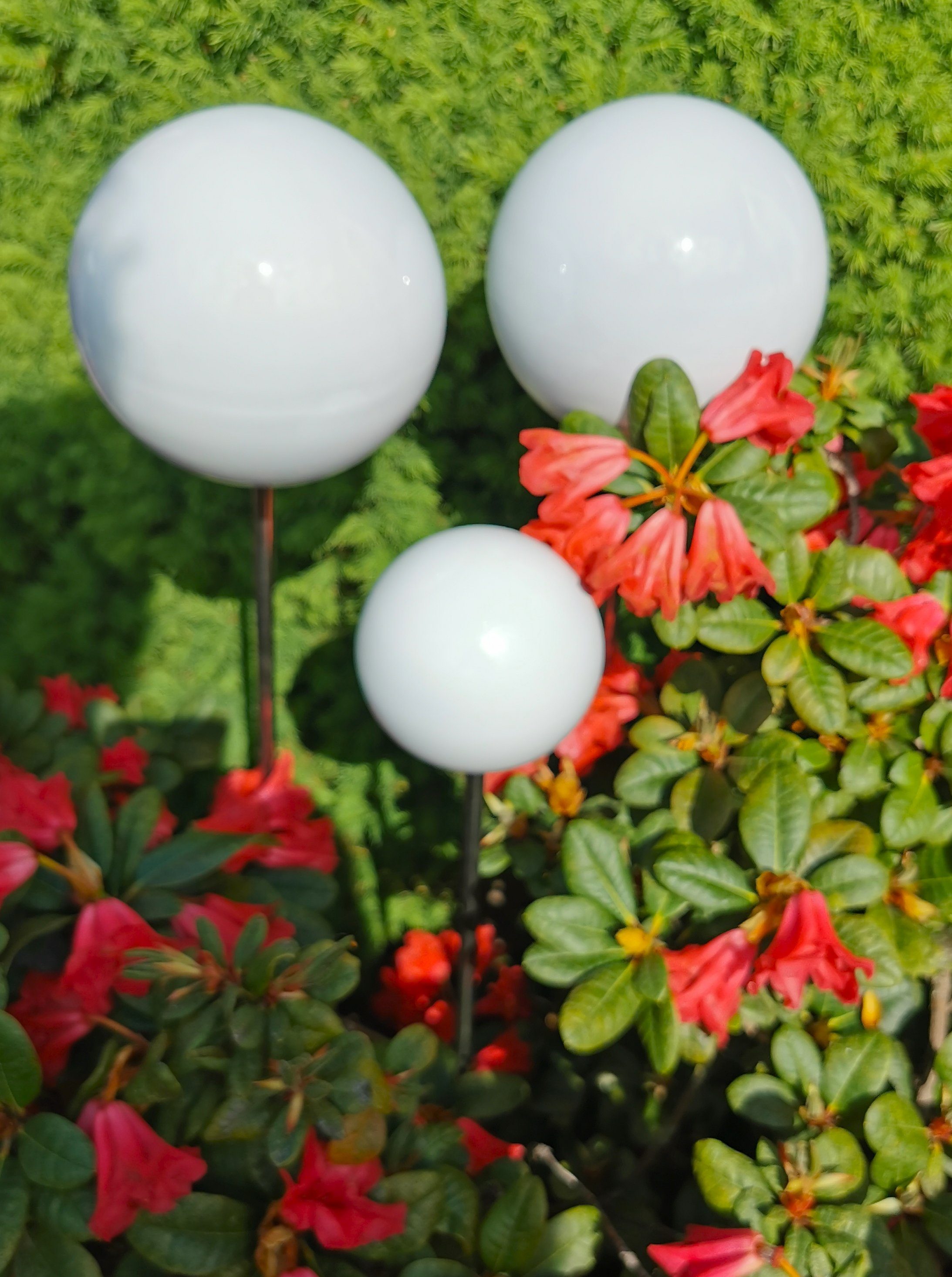 Jürgen Bocker Garten-Ambiente Gartenstecker Rosenkugel Edelstahl weiß poliert Kugel mit Stab 80 cm Gartenstecker