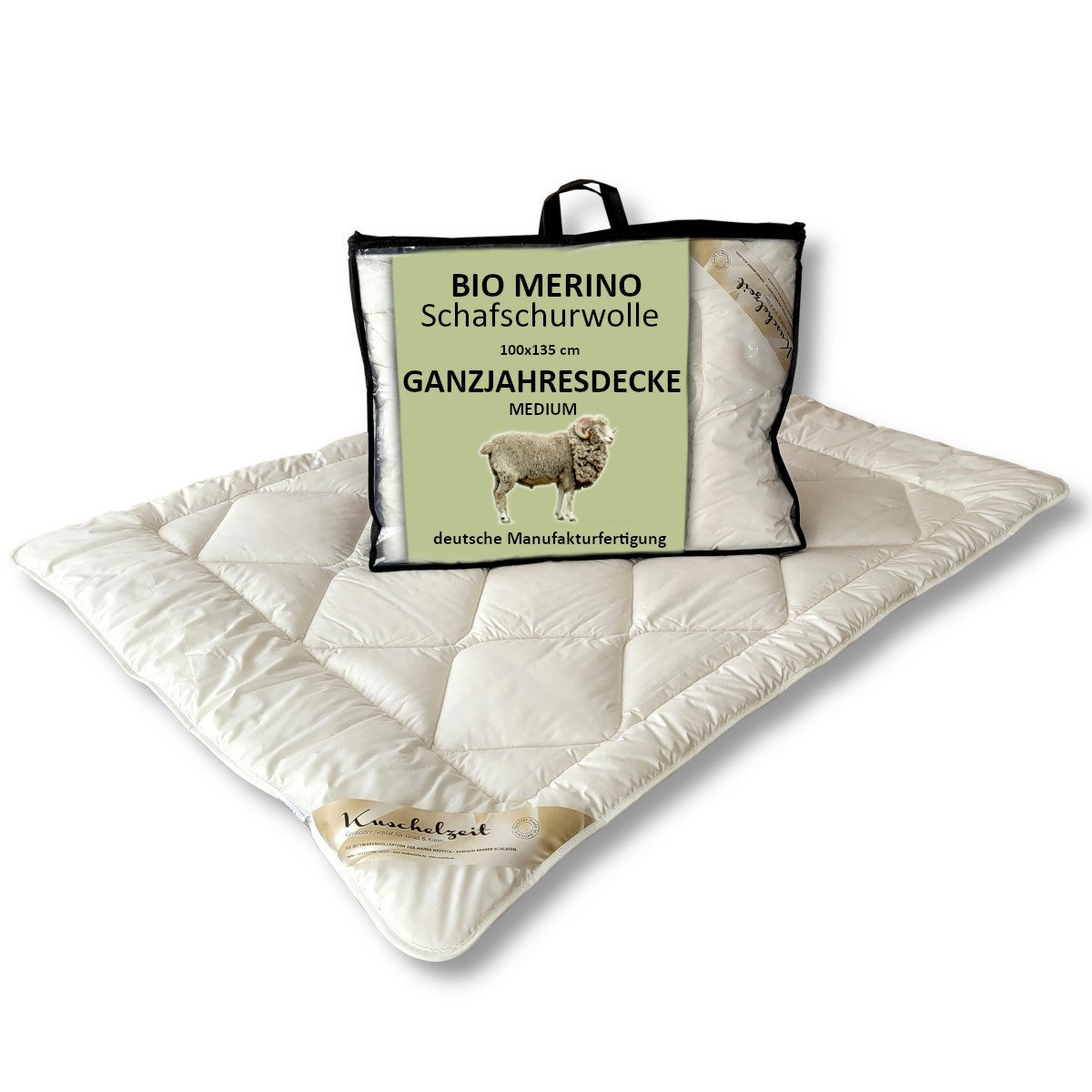 Meivita Kinderbettdecke Bio Merino Kinderdecke Ganzjahresdecke kbA und kbT in 100x135 cm, Füllung: 100% Wolle kbT, Bezug: 100% Baumwolle kbA, Bettdecke Hergestellt in Deutschland