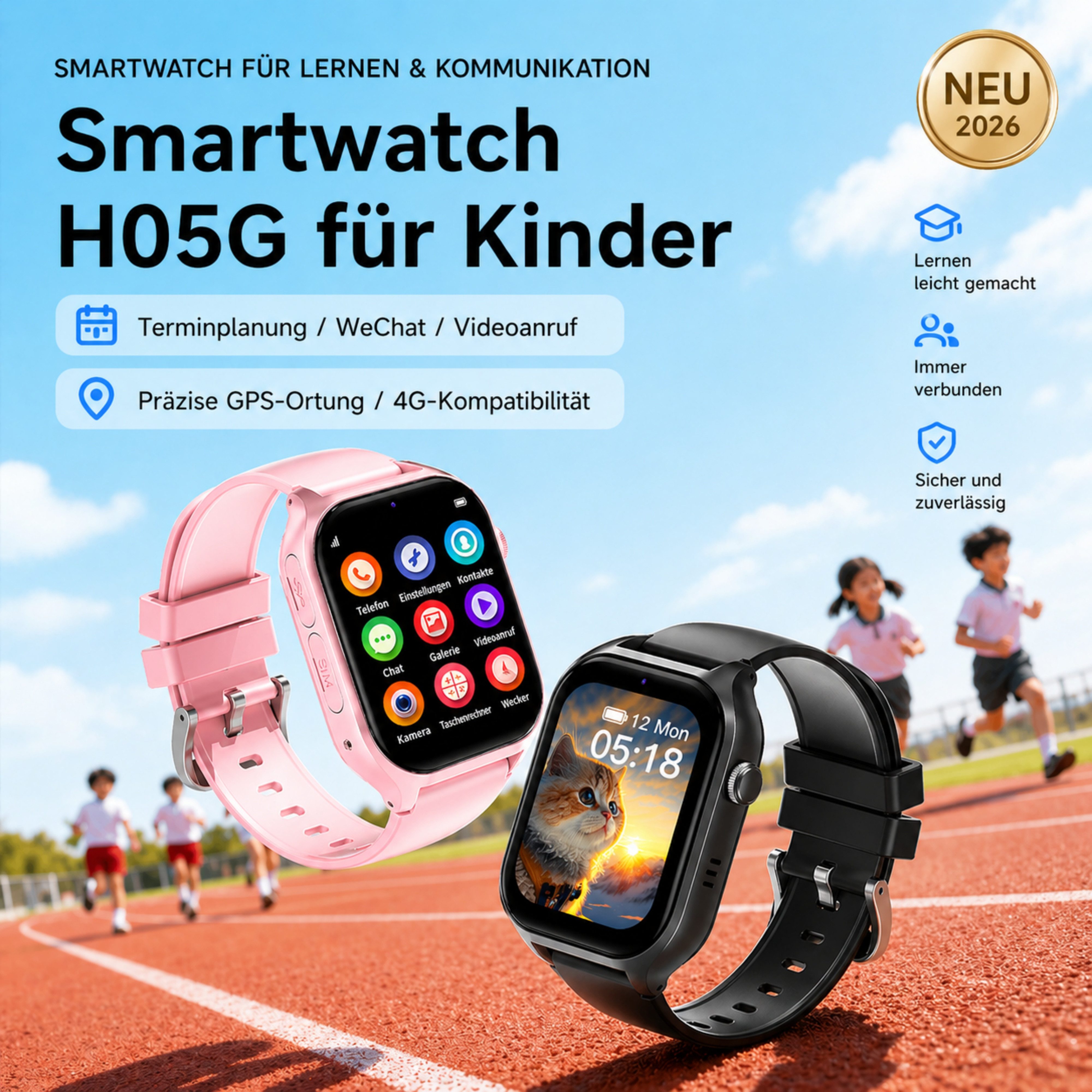 Forrlite Kinderuhr Smartwatch Kinder mit GPS und 4G, Installierbare APP Smartwatch (Smartwatch cm) (1,83 Zoll), 1,83"", 8GB, GPS+LES, 4G-LTE, IP67, SOS, Bluetoo – Bild 4 von 5