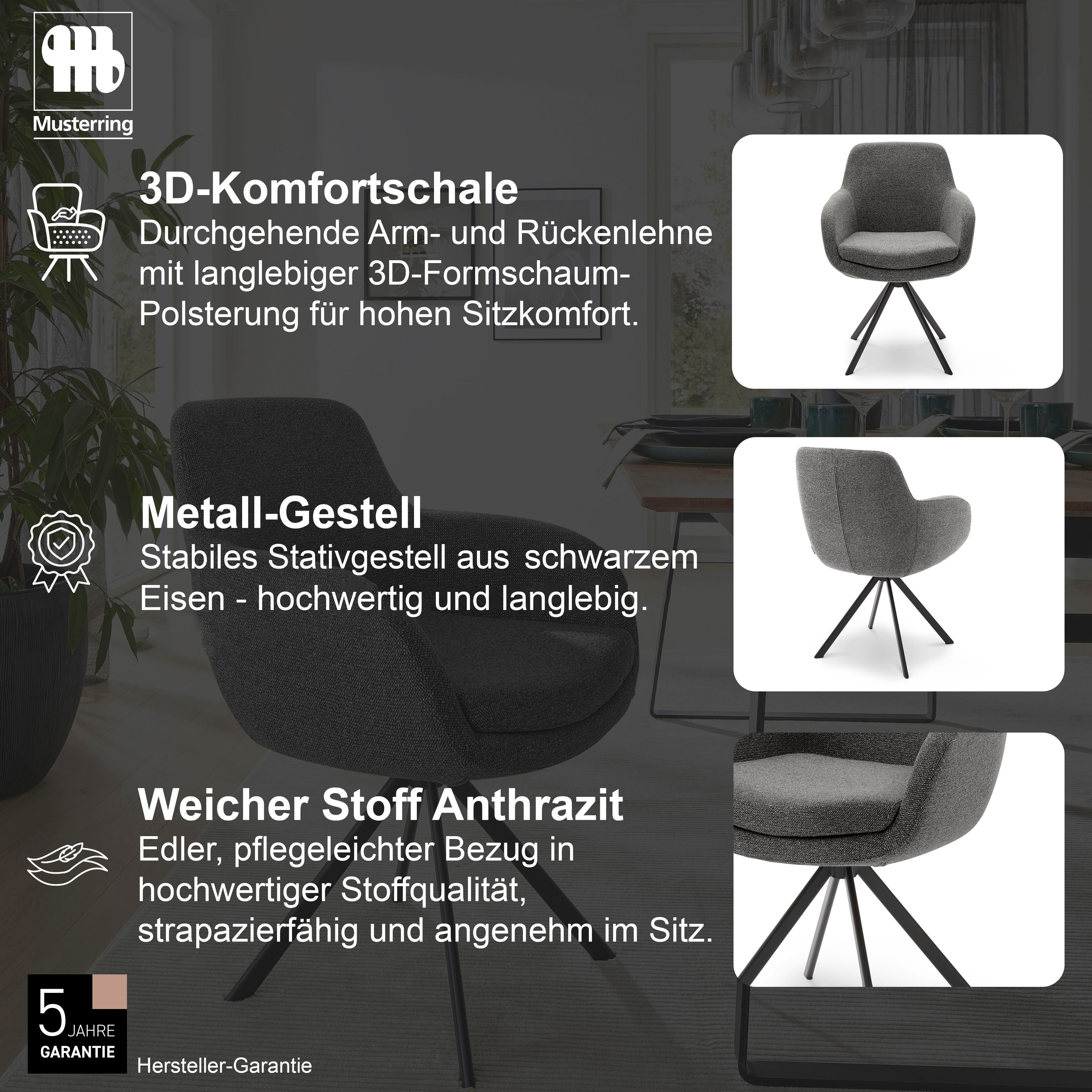 Musterring Esszimmerstuhl Tavia (Set, 2 St), Stativgestell Eisen schwarz, Drehfunktion optional, diverse Farben