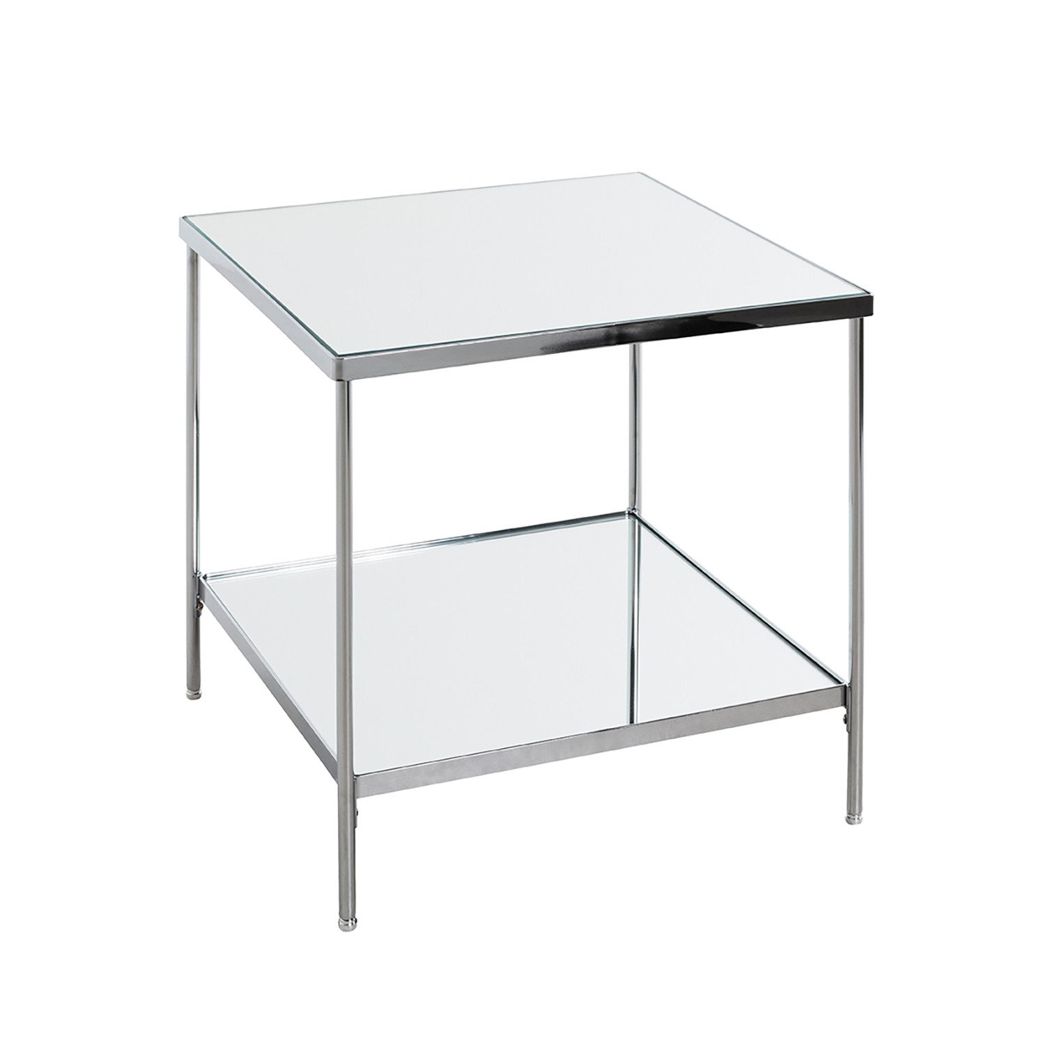 Beistelltisch Tisch - chrom aus Metall, Spiegel - H. 46cm x B. 45cm - Sofatisch