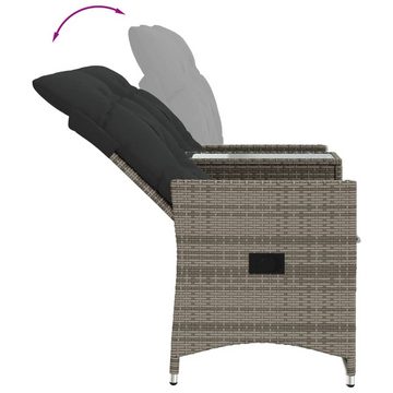 vidaXL Loungesofa Gartensofa 2-Sitzer Verstellbar mit Tisch Grau Poly Rattan, 1 Teile