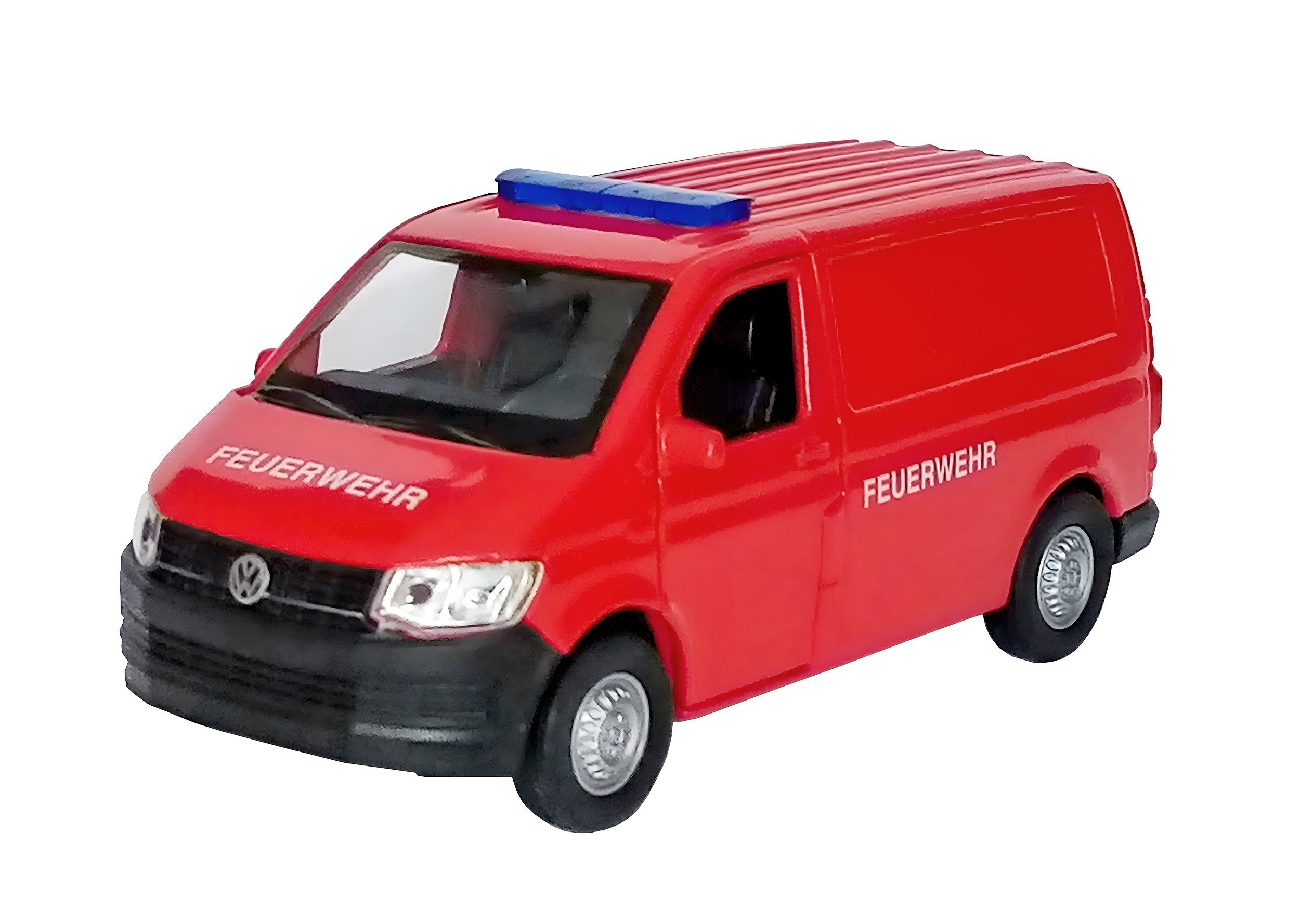 Welly Modellauto VOLKSWAGEN Transporter T6 Van Feuerwehr Bus mit Rückzug VW 77, Modell aus Metall Modellauto Auto