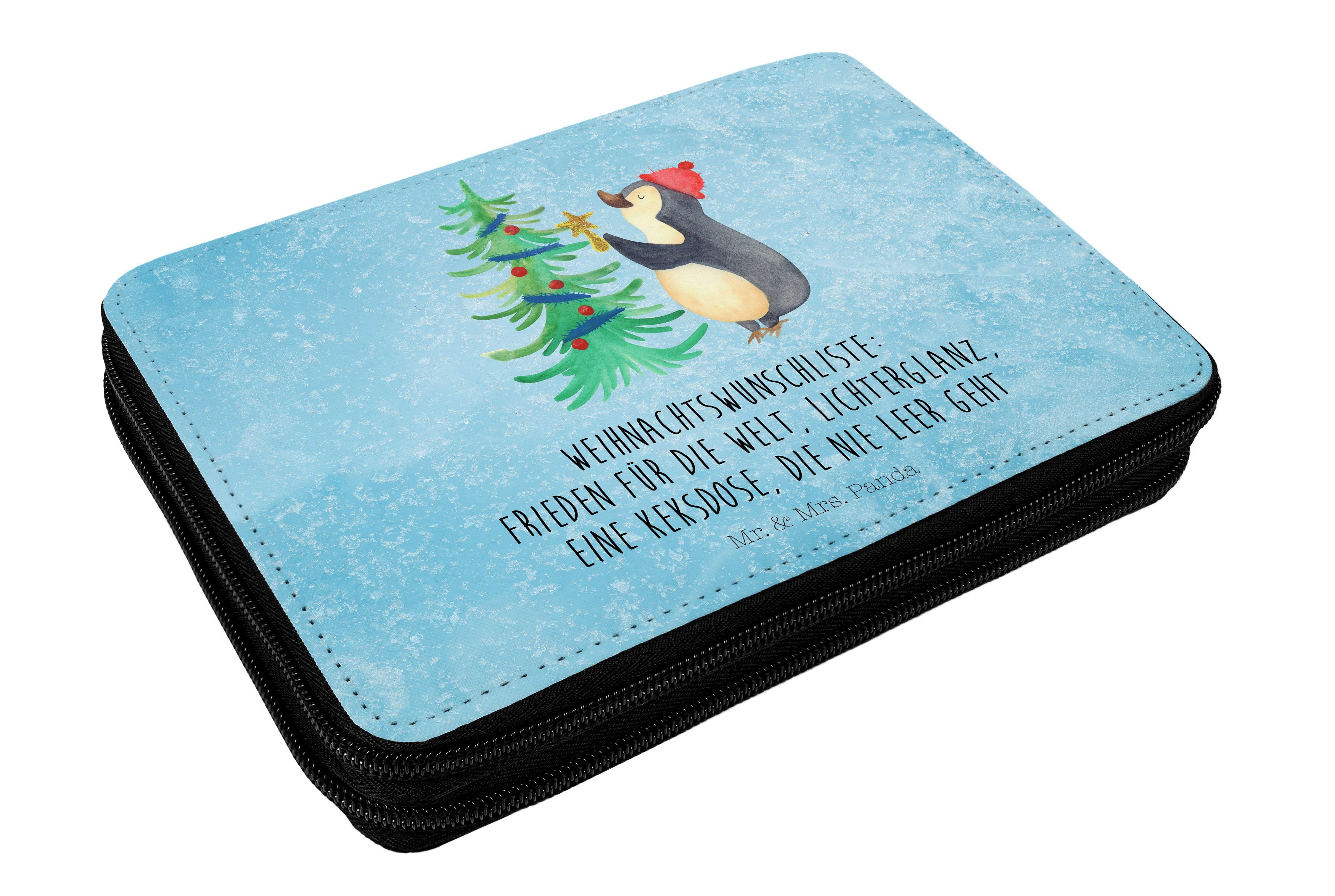 Mr. & Mrs. Panda Federmäppchen Pinguin Weihnachtsbaum - Eisblau - Geschenk, Stiftetasche, Einschulun, (1-tlg)