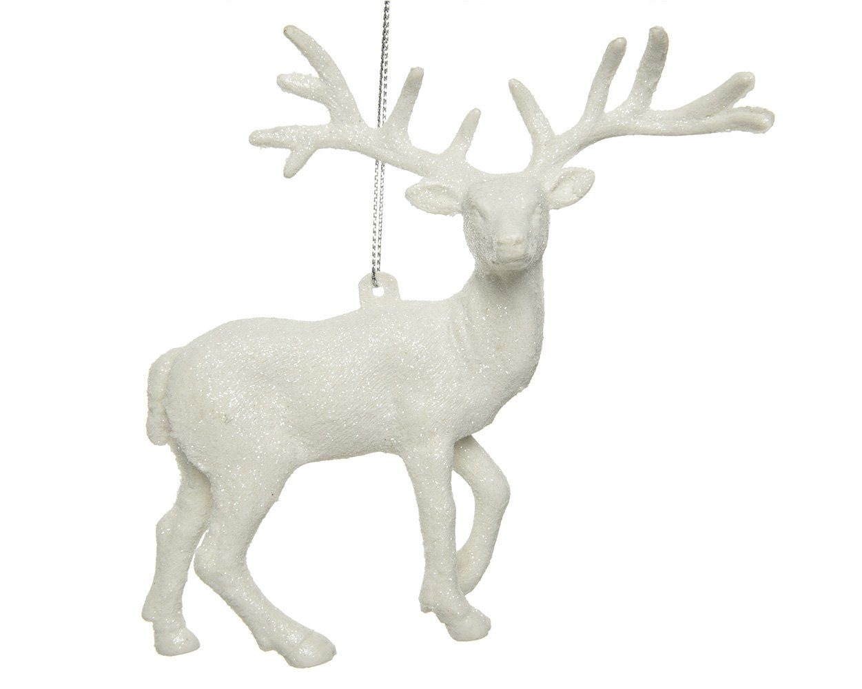 Christbaumschmuck Decoris Hirsch season Kunststoff 14cm weiß decorations Christbaumschmuck,