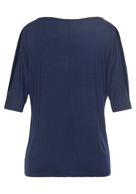 Vivance T-Shirt mit Cut-outs am Ärmel, Kurzarmshirt mit V-Ausschnitt, casual